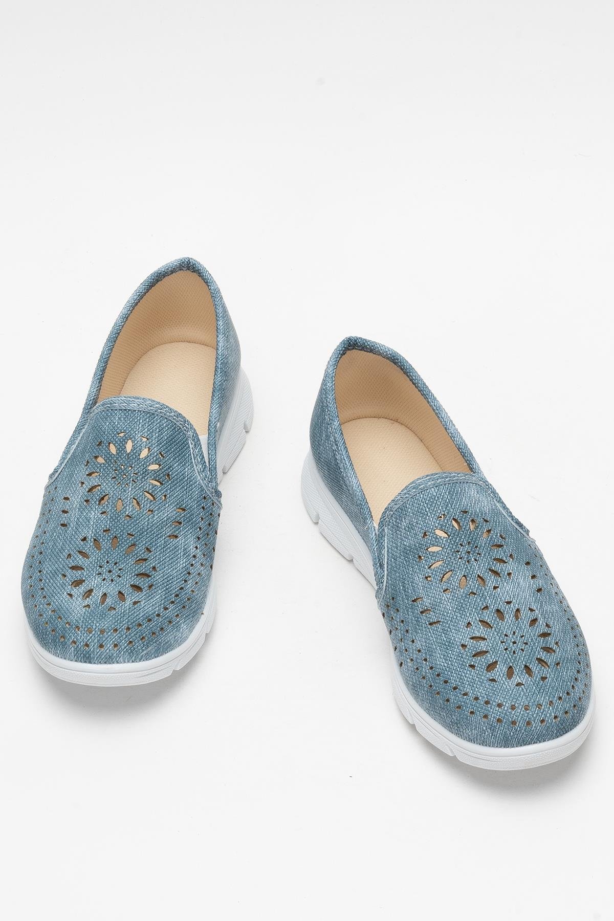 Kadın Lazer Desenli Günlük Kadın Spor Ayakkabı MAVİ - Görsel 7