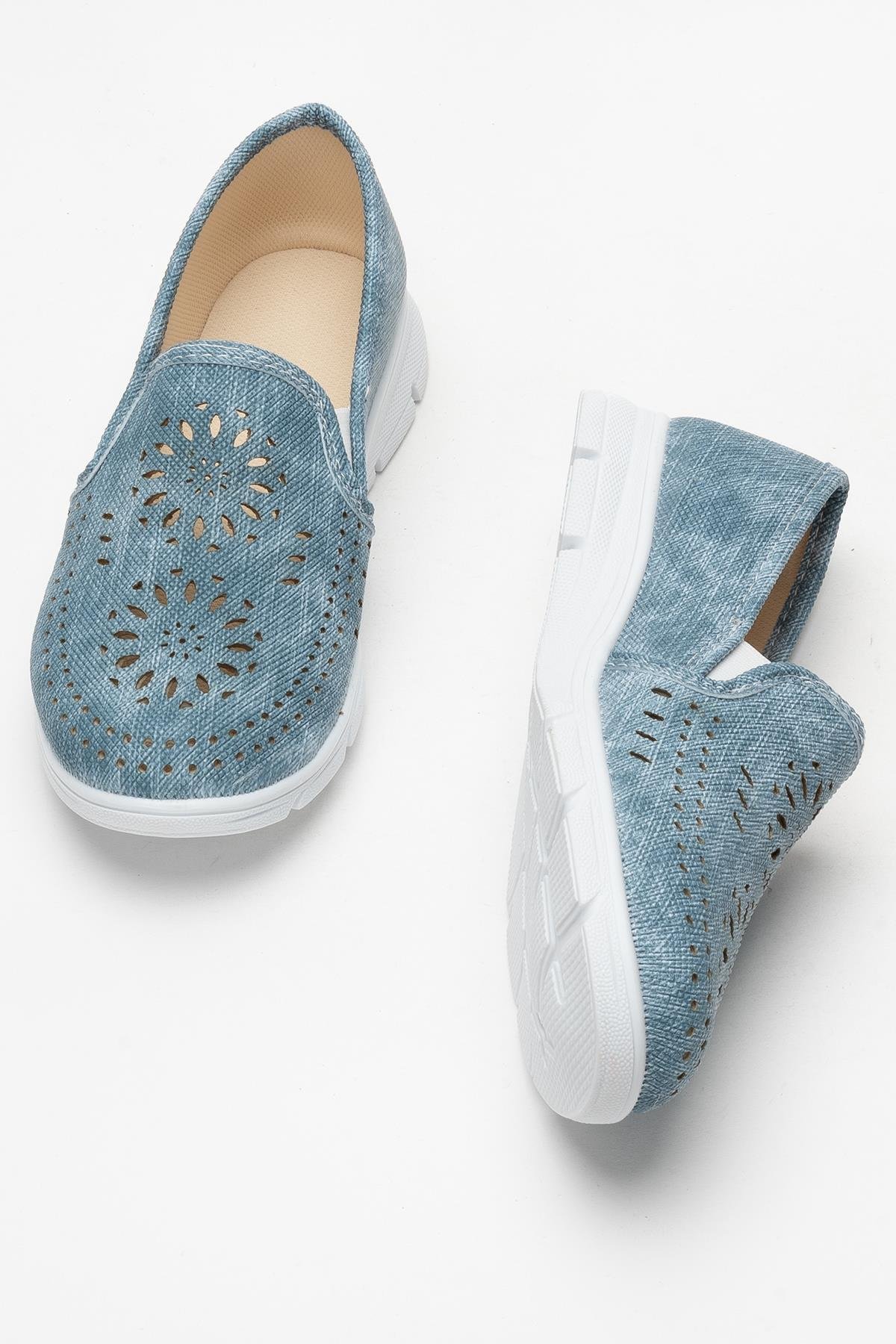 Kadın Lazer Desenli Günlük Kadın Spor Ayakkabı MAVİ - Görsel 8