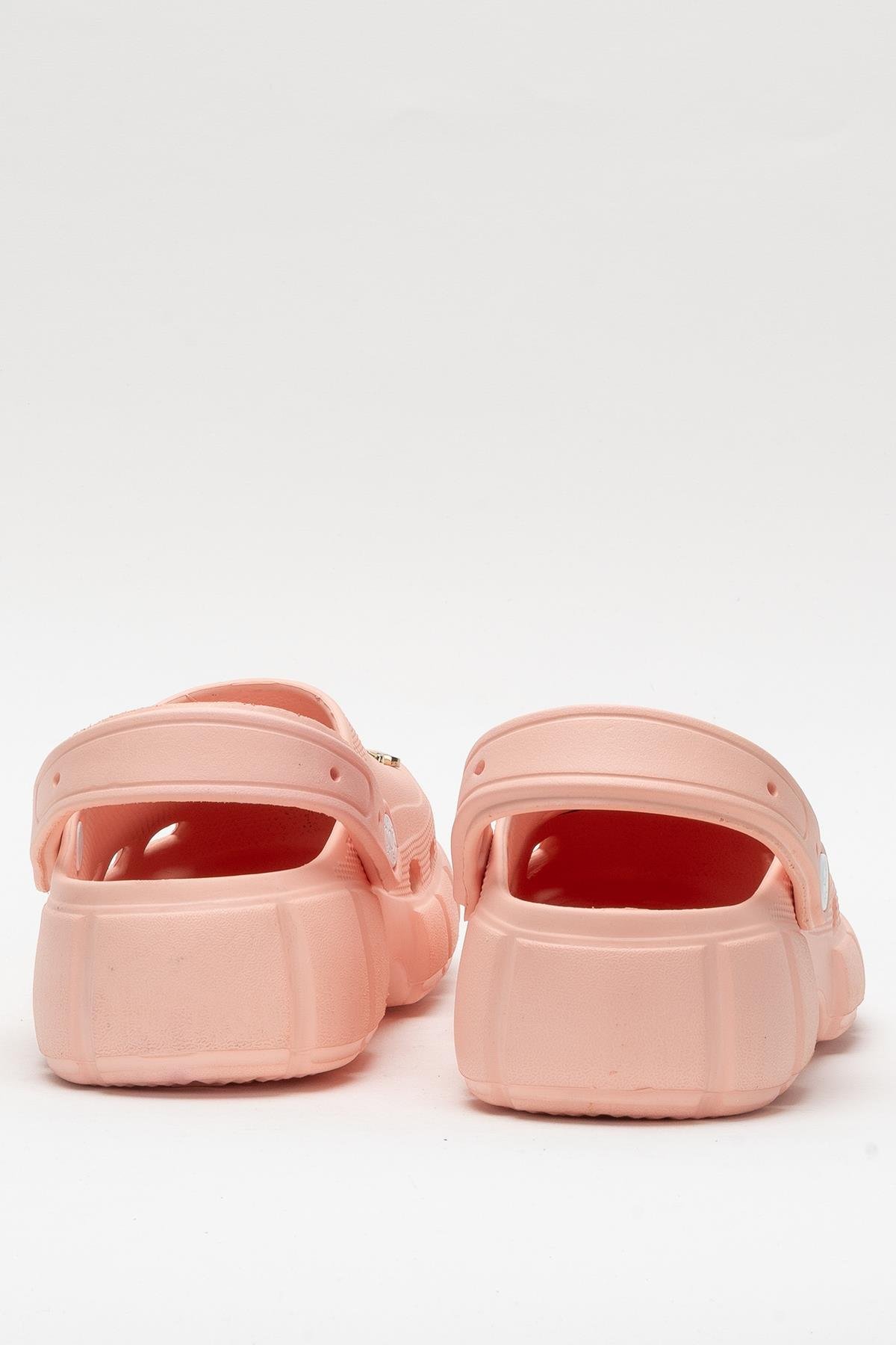 Yüksek Taban Taşlı Rahat Comfort Kadın Sandalet PUDRA - Görsel 5