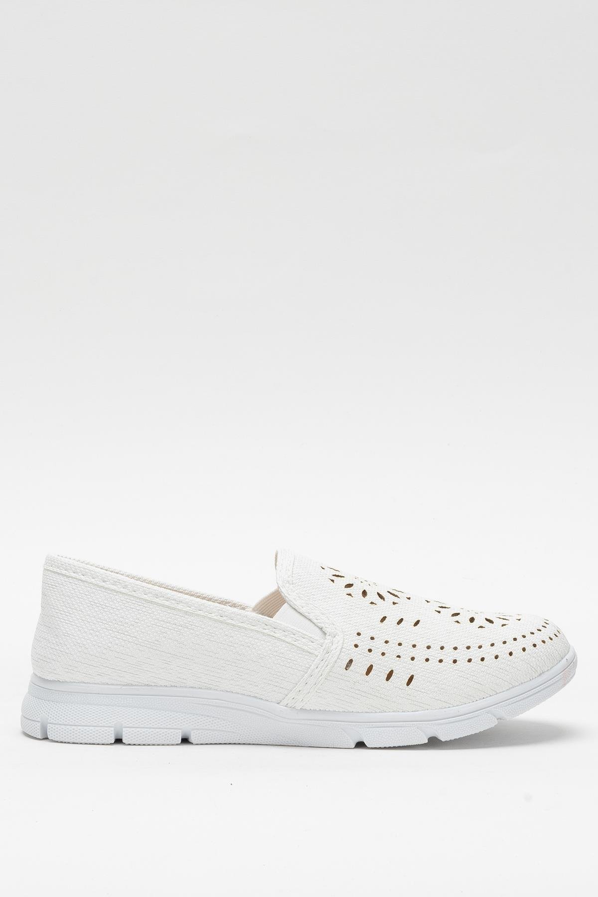 Kadın Lazer Desenli Günlük Kadın Spor Ayakkabı BEYAZ - Görsel 2