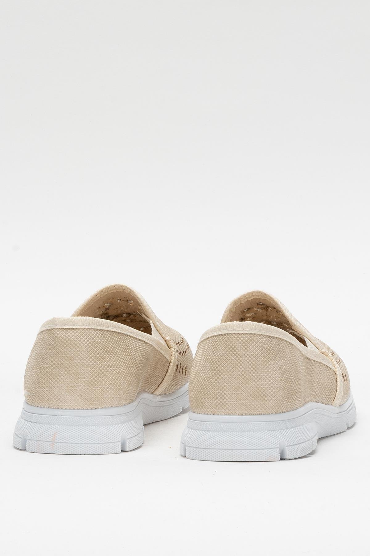 Kadın Lazer Desenli Günlük Kadın Spor Ayakkabı KREM - Görsel 5