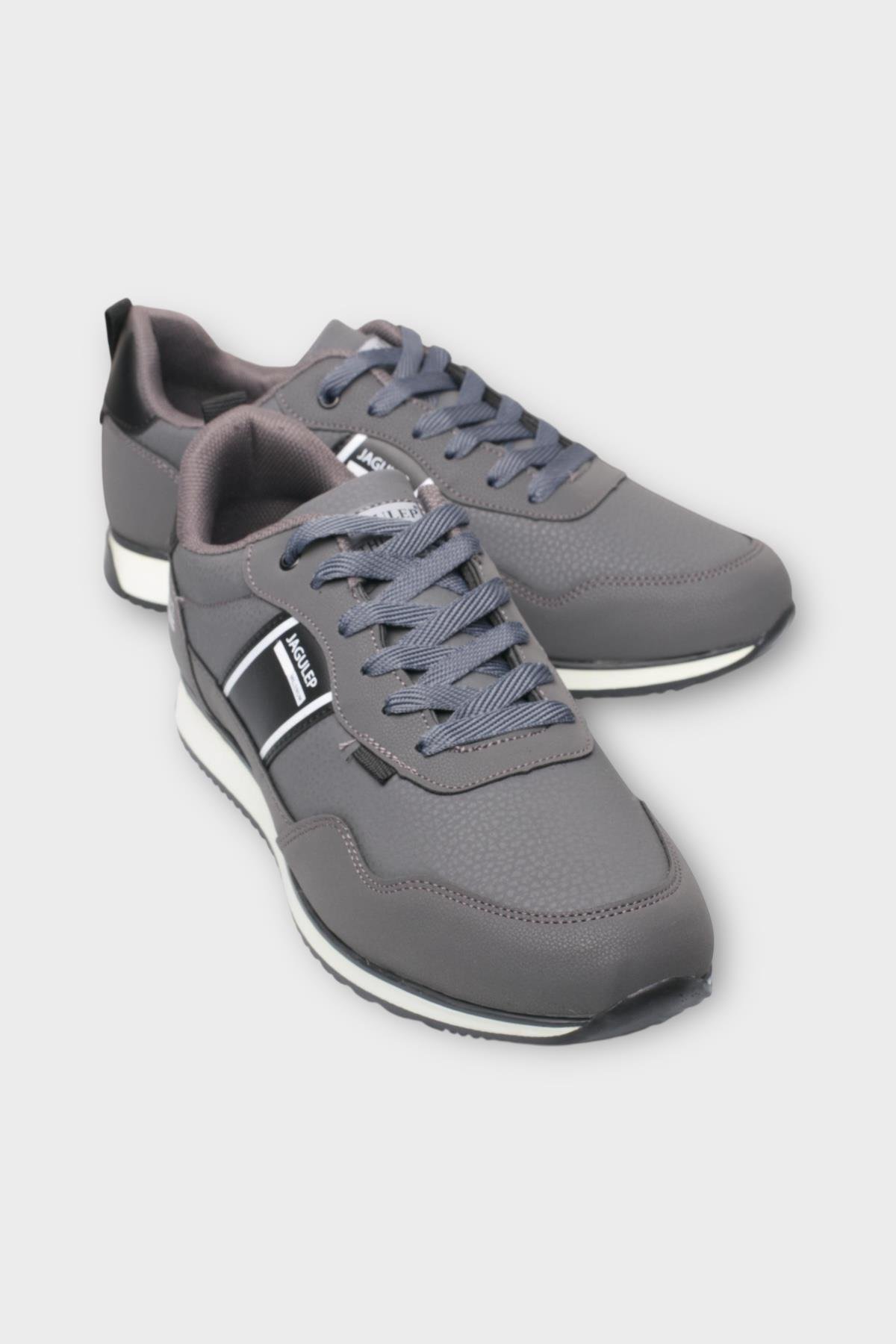 Erkek Cilt Bağcıklı Günlük Spor Ayakkabı FÜME - SİYAH - Görsel 3