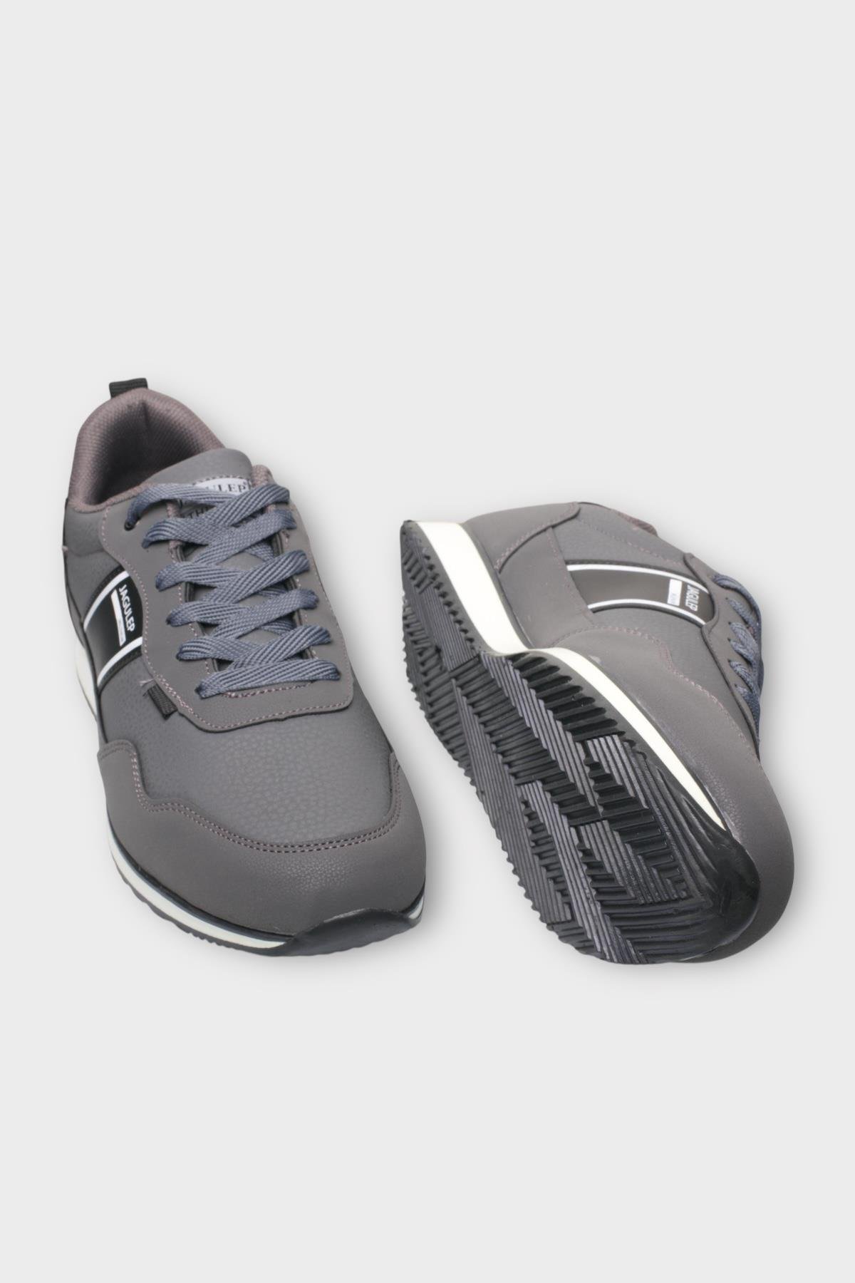 Erkek Cilt Bağcıklı Günlük Spor Ayakkabı FÜME - SİYAH - Görsel 6
