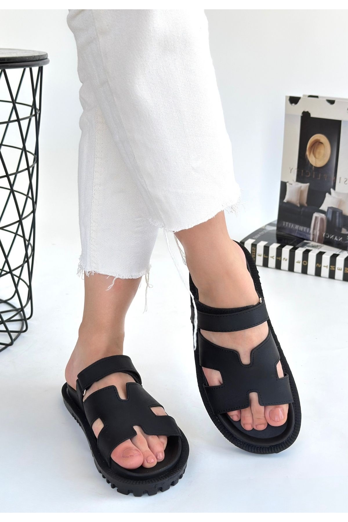 Siyah Nubuk Kadın Düz Terlik - Görsel 2