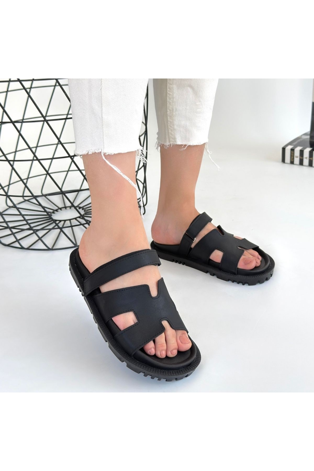 Siyah Nubuk Kadın Düz Terlik - Görsel 5