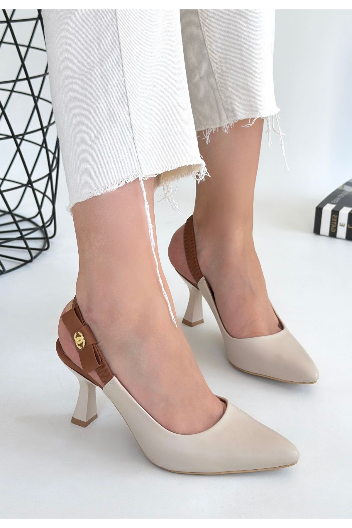 Bej Kadın Topuklu Ayakkabı - Görsel 2