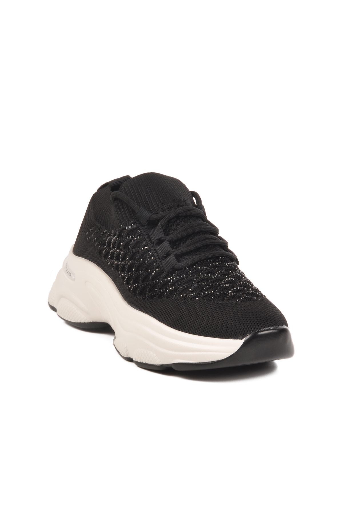 Siyah Triko Örme Kadın Sneaker - Görsel 4