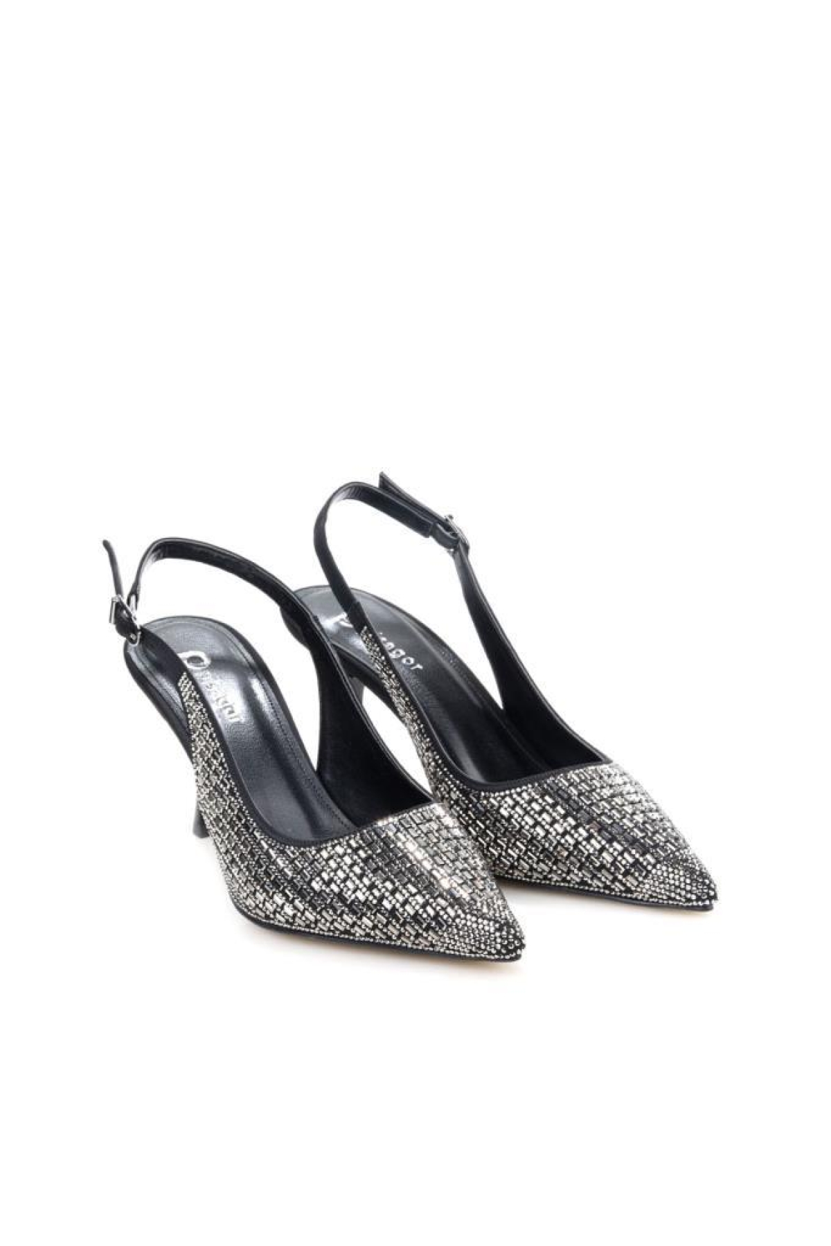 Pisagor Ps-31971 8 Cm Topuklu Kadın Taşlı Arkası Açık Stiletto Abiye Ayakkabı - Görsel 2