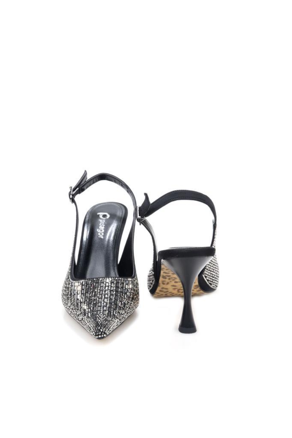 Pisagor Ps-31971 8 Cm Topuklu Kadın Taşlı Arkası Açık Stiletto Abiye Ayakkabı - Görsel 4