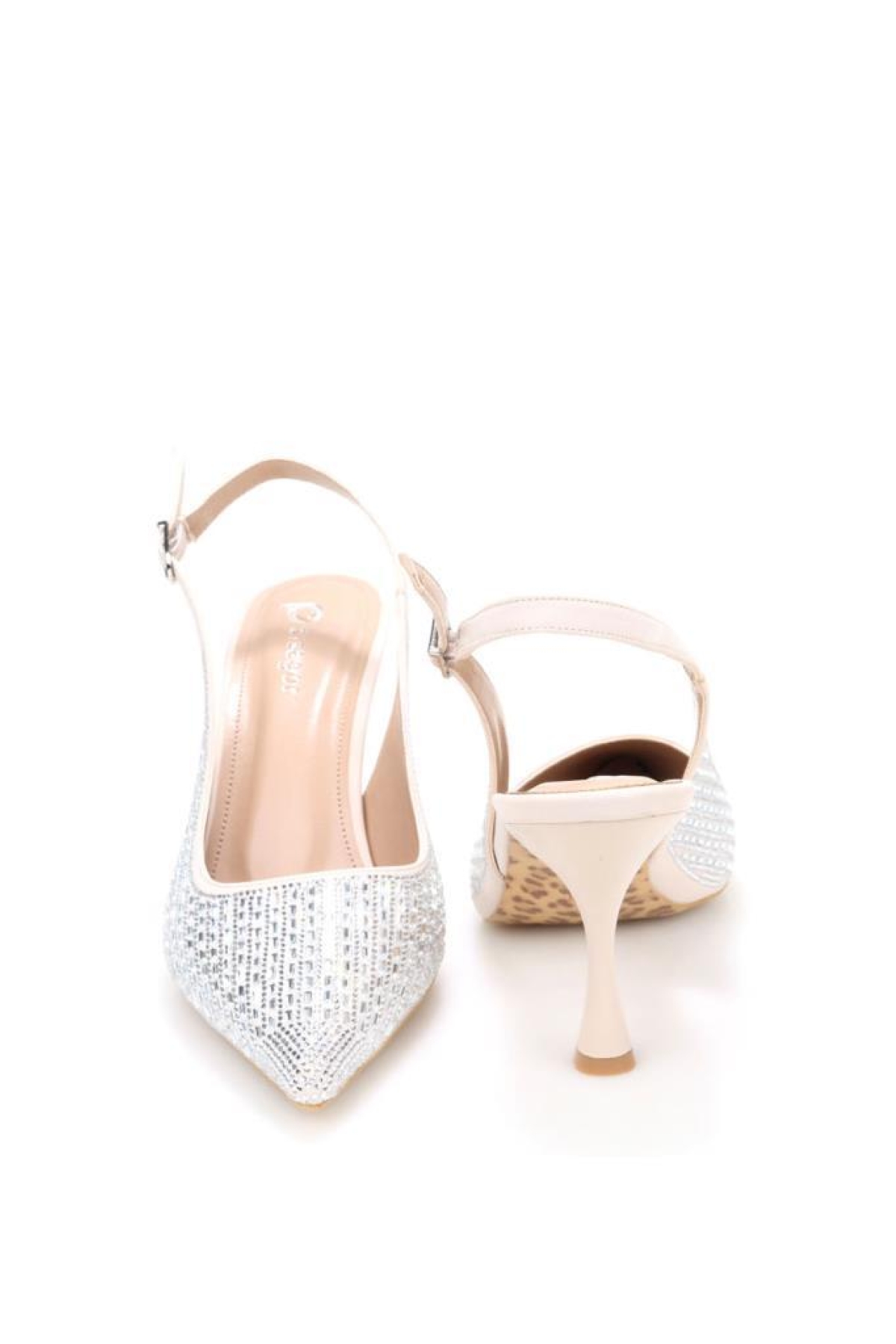 Pisagor Ps-31971 8 Cm Topuklu Kadın Taşlı Arkası Açık Stiletto Abiye Ayakkabı - Görsel 4