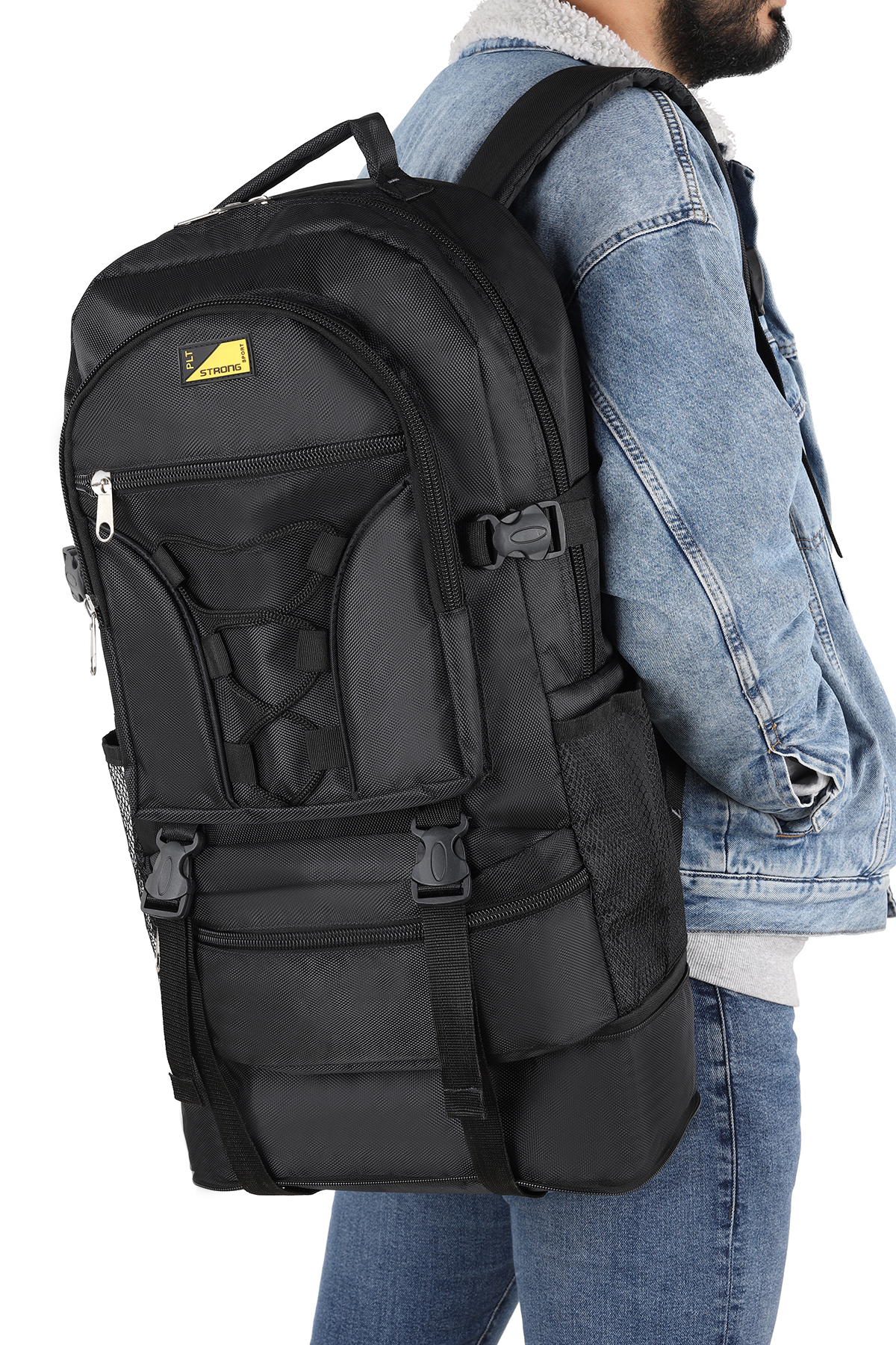 Strong BagSTRONG Büyük Boy Körüklü Sırt Çantası, Dağcı Kamp Sırt Çantası SİYAH