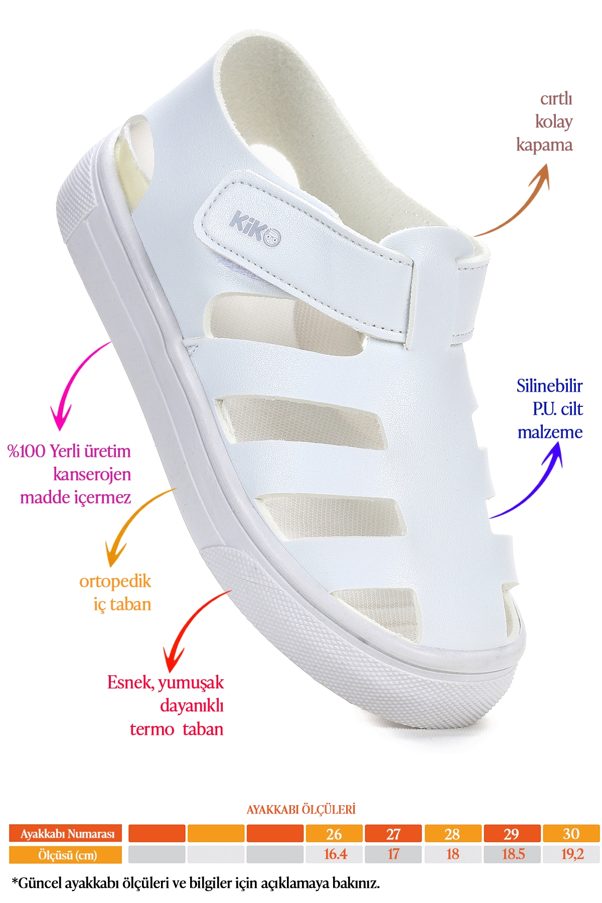 Limba Cırtlı Erkek Çocuk Sandalet Beyaz - Görsel 3