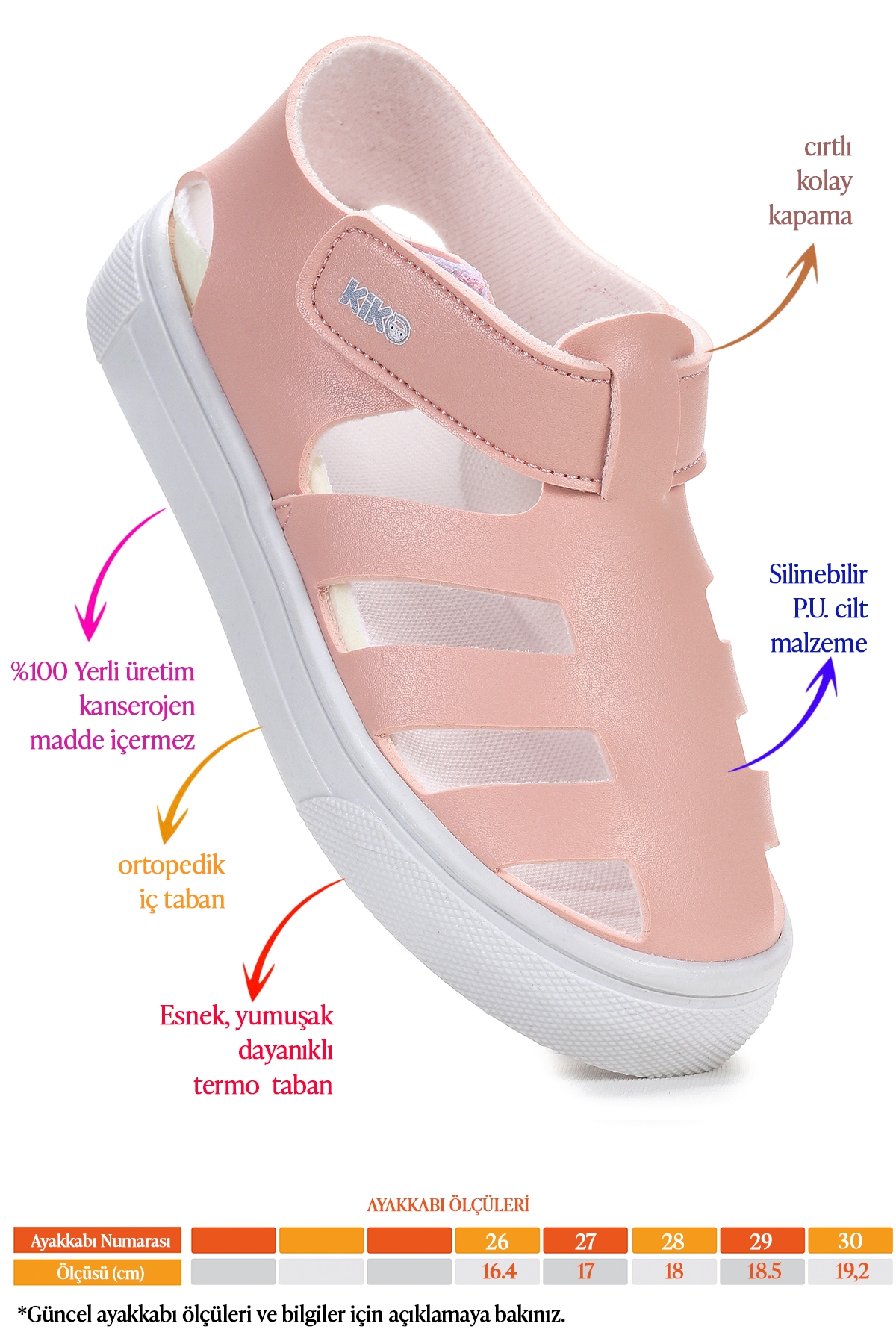 Limba Cırtlı Kız Çocuk Sandalet Pudra - Görsel 3