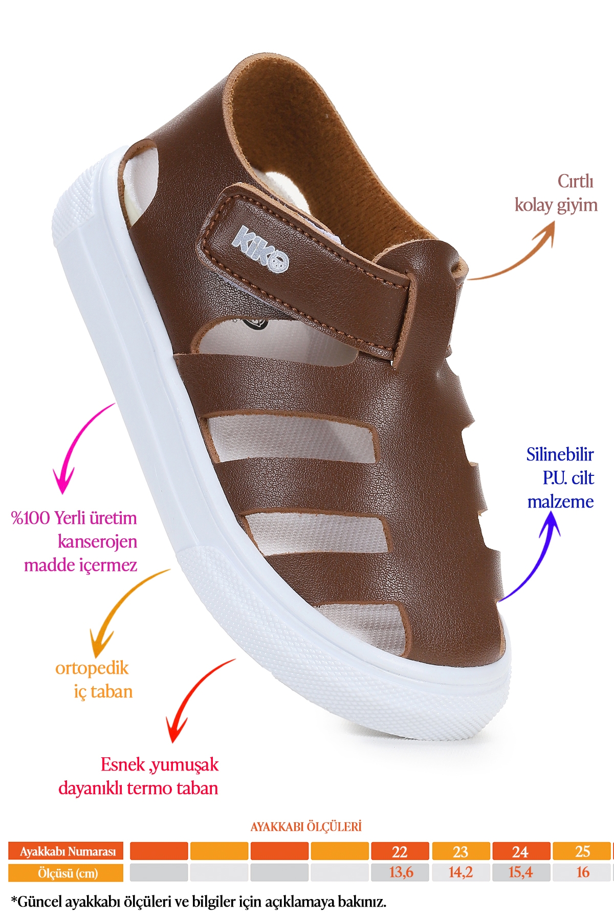 Limba Cırtlı Erkek Bebek Sandalet Taba - Görsel 3