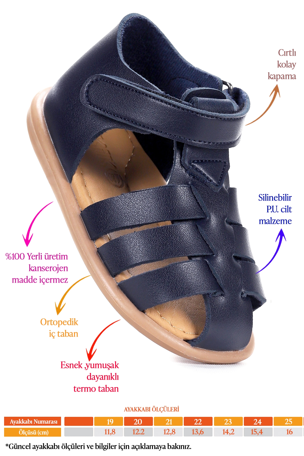 Lonpe İlk Adım Cırtlı Erkek Bebek Sandalet Lacivert - Görsel 3