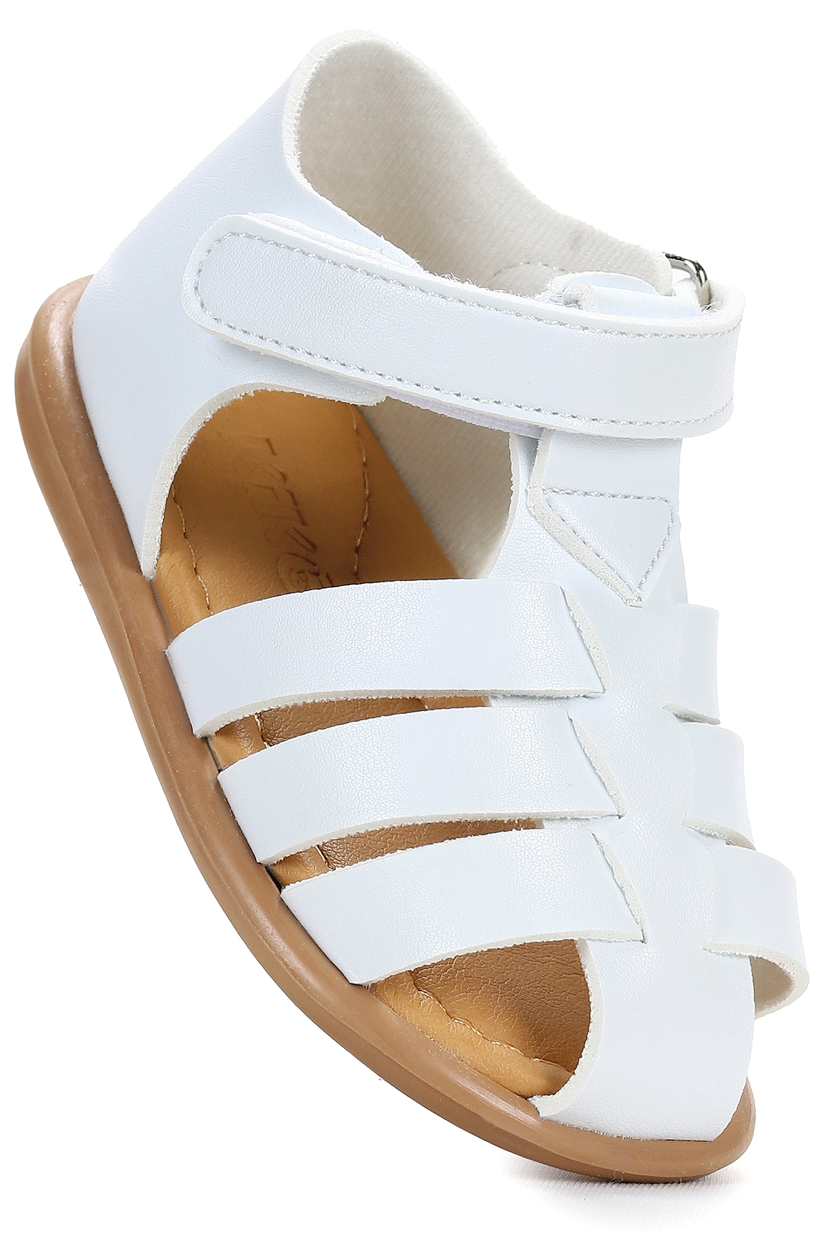 Lonpe İlk Adım Cırtlı Erkek Bebek Sandalet Beyaz - Görsel 4