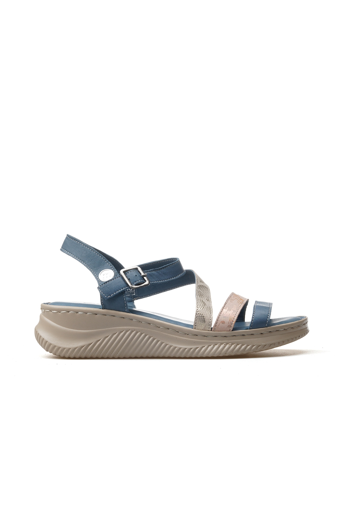 Kadın Hakiki Deri Günlük Sandalet 25y D25ys-2365 Z Kot Mavi - Görsel 2