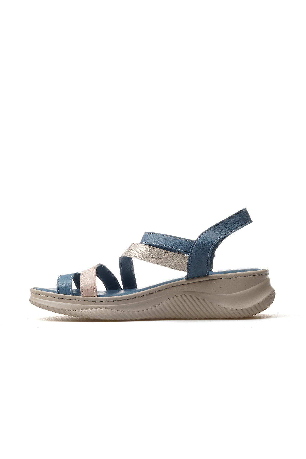 Kadın Hakiki Deri Günlük Sandalet 25y D25ys-2365 Z Kot Mavi - Görsel 3