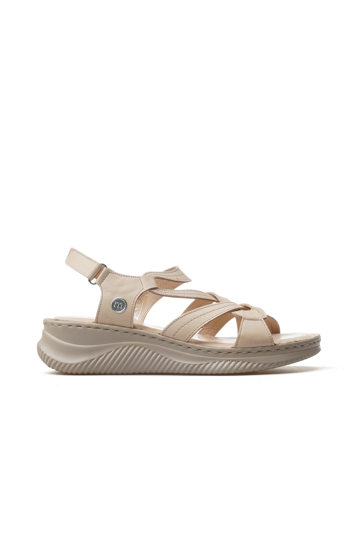 Kadın Hakiki Deri Günlük Sandalet 25y D25ys-2265 Z Bej - Görsel 2