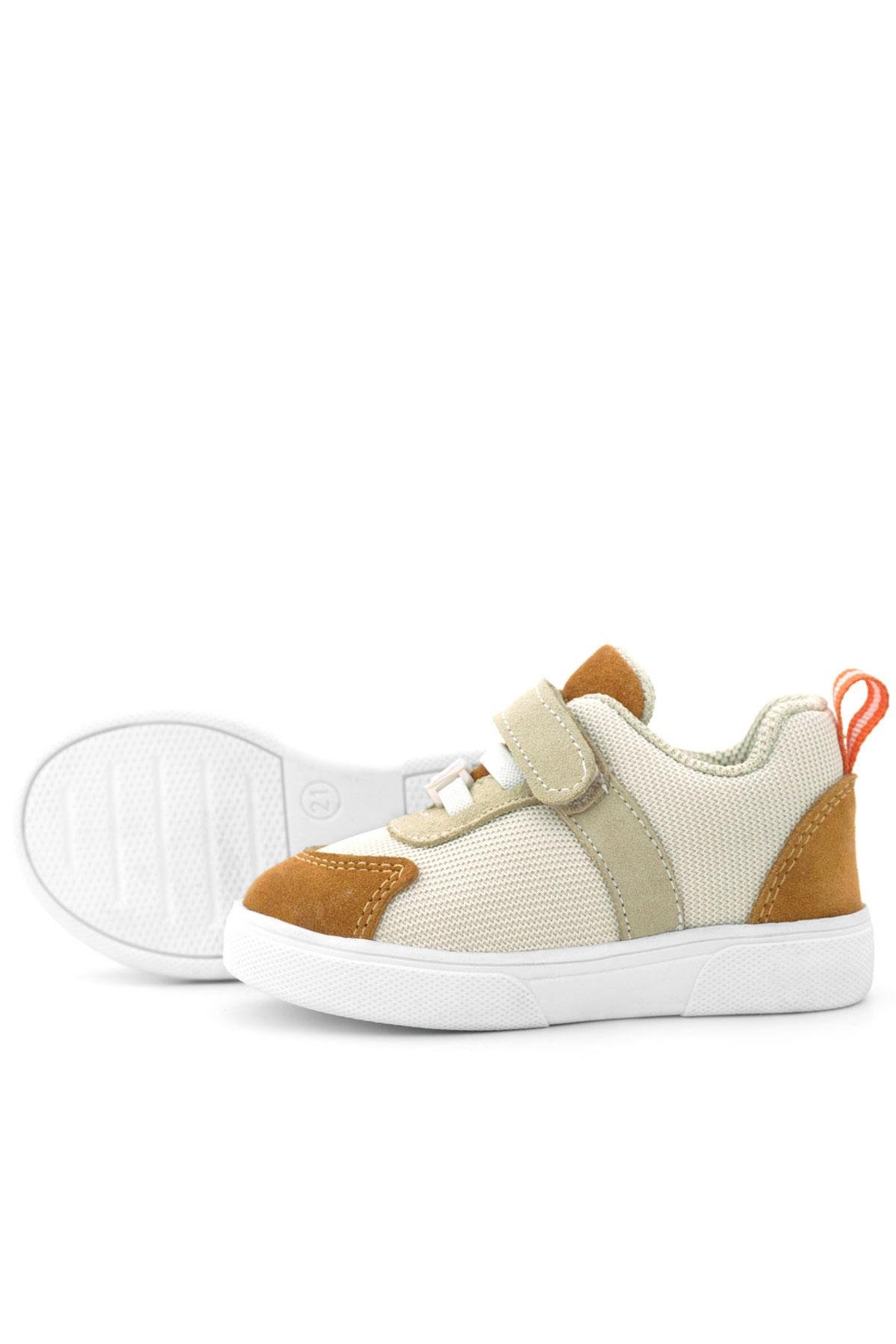 Hakiki Deri Krem Taba Cırtlı Bebek Ayakkabı - Görsel 8