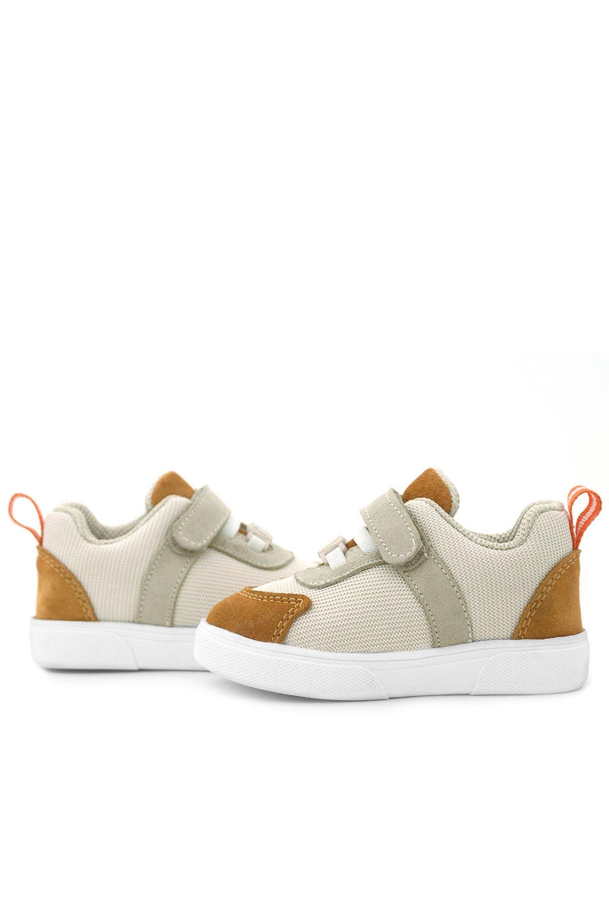 Hakiki Deri Krem Taba Cırtlı Bebek Ayakkabı - Görsel 9