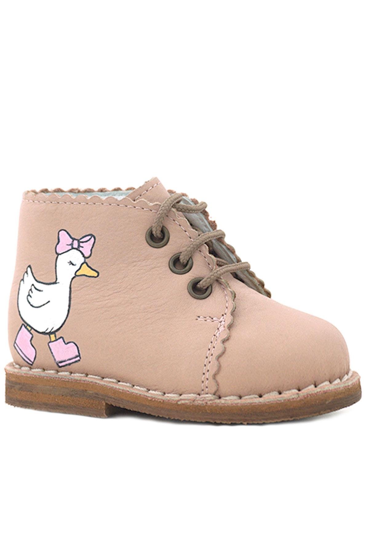 Tbons Özel Tasarım Handmade Hakiki Deri Pudra Kız Bebek Bot - Görsel 2