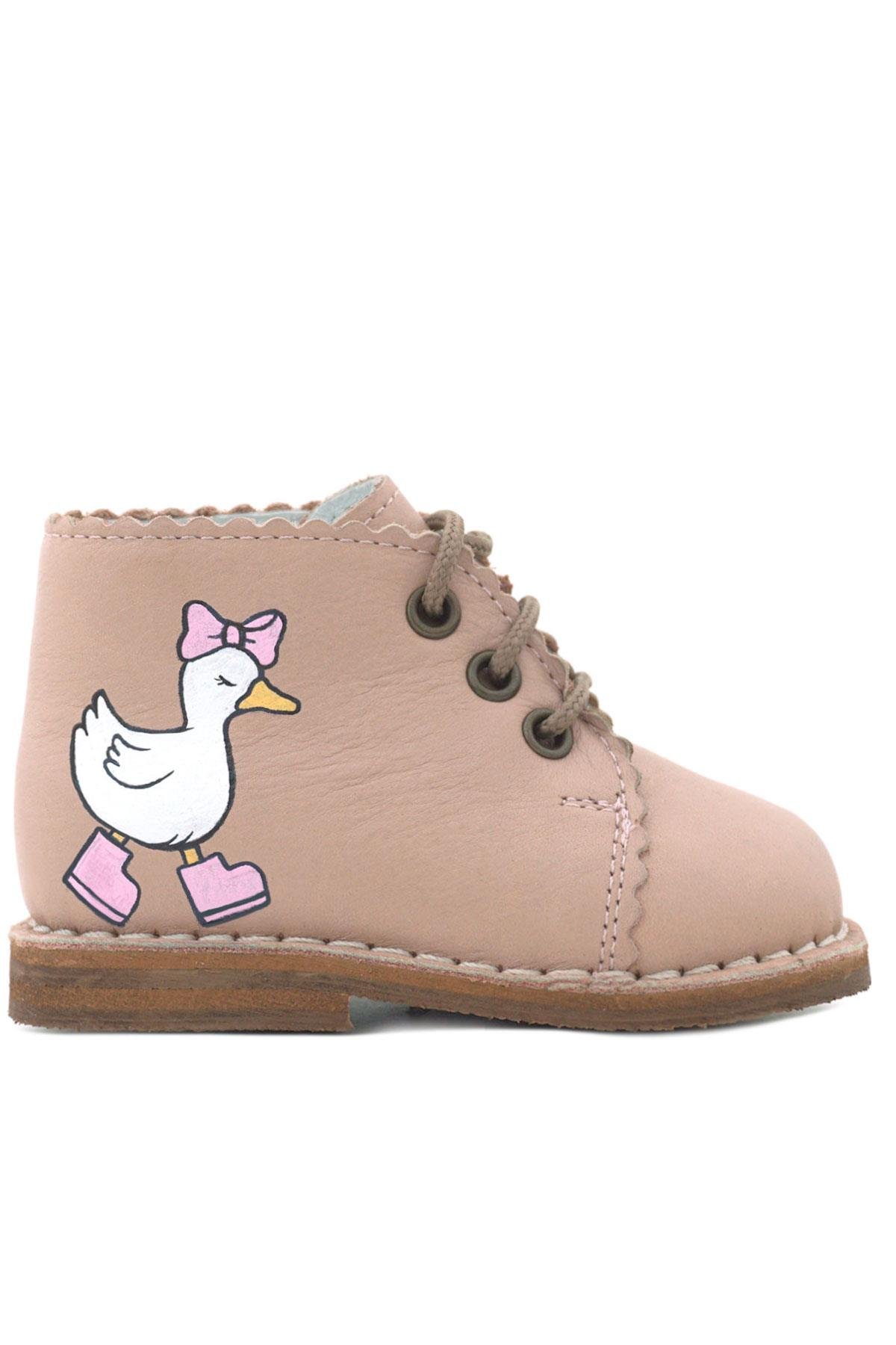 Tbons Özel Tasarım Handmade Hakiki Deri Pudra Kız Bebek Bot - Görsel 4