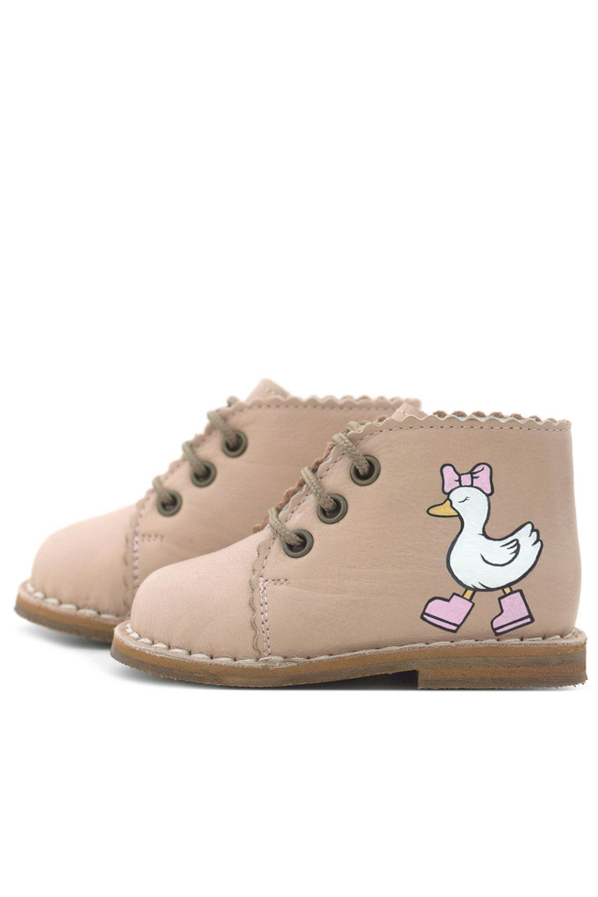 Tbons Özel Tasarım Handmade Hakiki Deri Pudra Kız Bebek Bot - Görsel 7