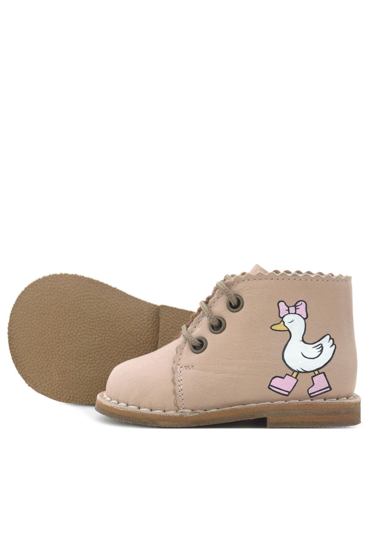 Tbons Özel Tasarım Handmade Hakiki Deri Pudra Kız Bebek Bot - Görsel 8