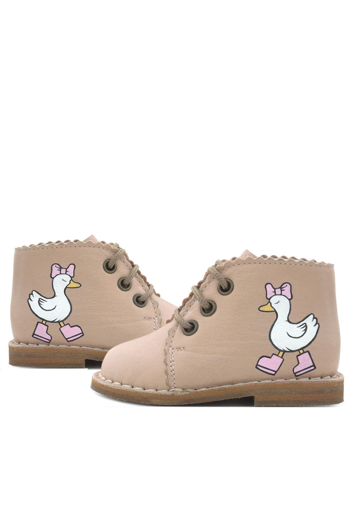 Tbons Özel Tasarım Handmade Hakiki Deri Pudra Kız Bebek Bot - Görsel 9