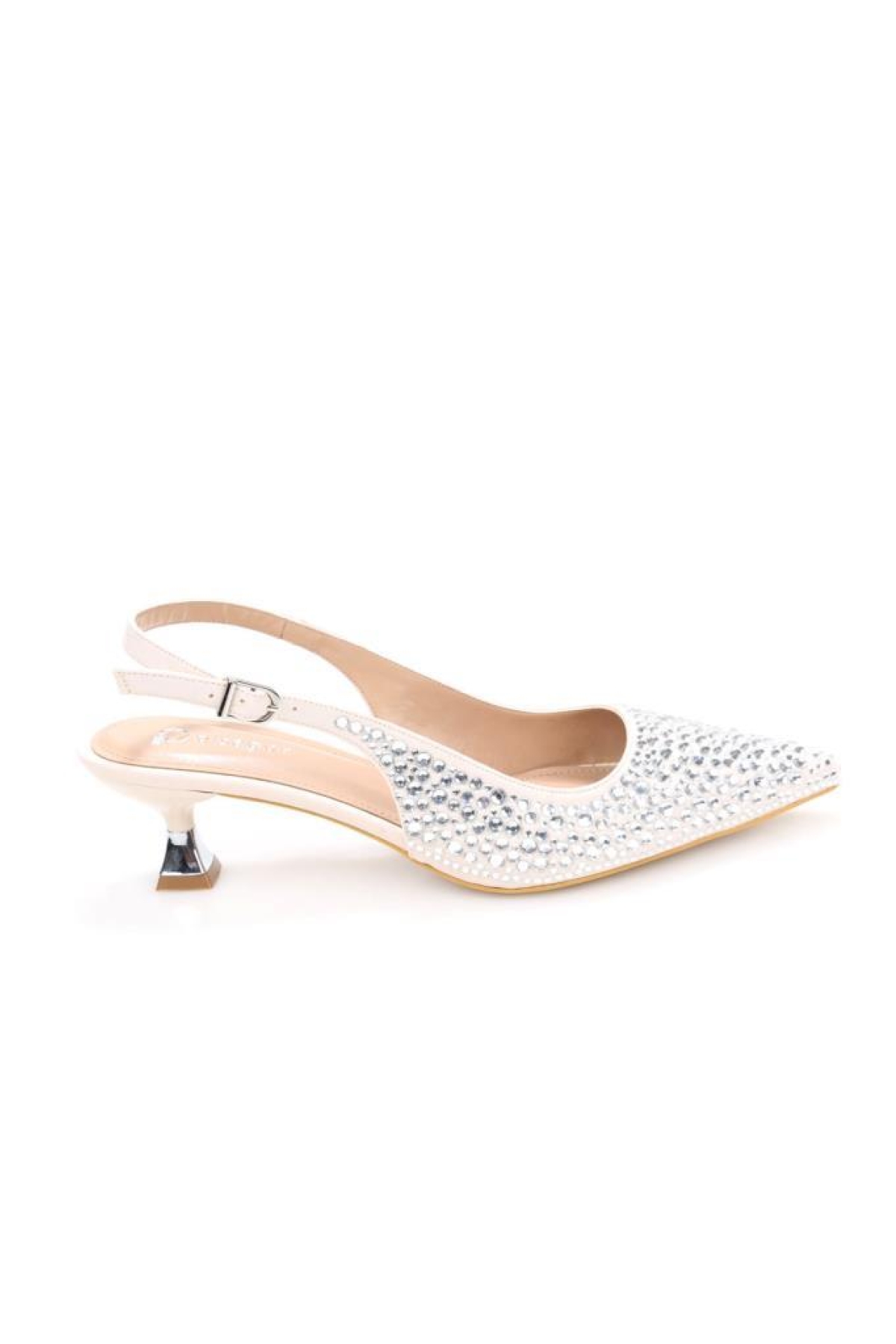 Pisagor Ps-31990 4,5 Cm Topuklu Kadın Taşlı Arkası Açık Stiletto Abiye Ayakkabı - Görsel 2