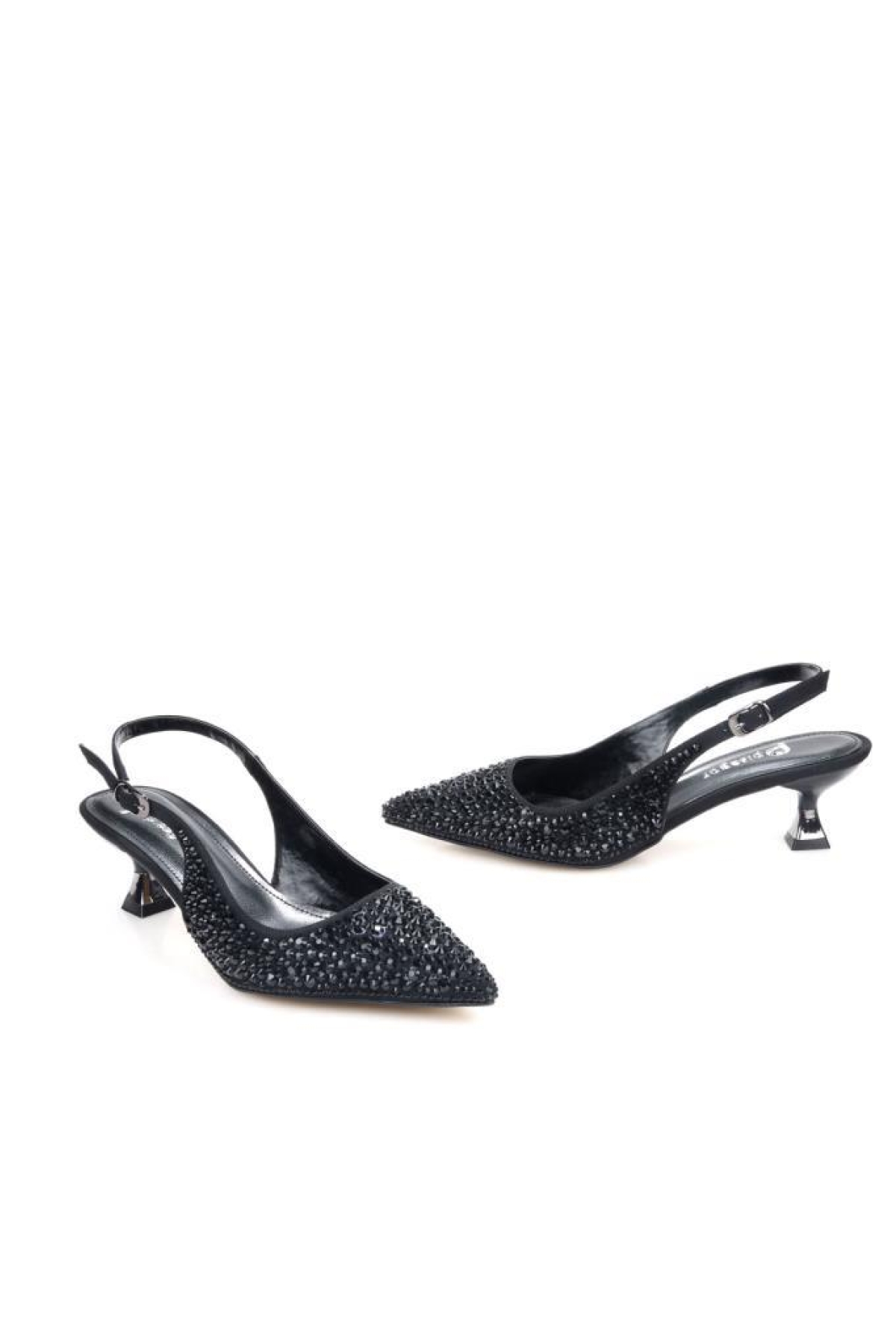Pisagor Ps-31990 4,5 Cm Topuklu Kadın Taşlı Arkası Açık Stiletto Abiye Ayakkabı - Görsel 3
