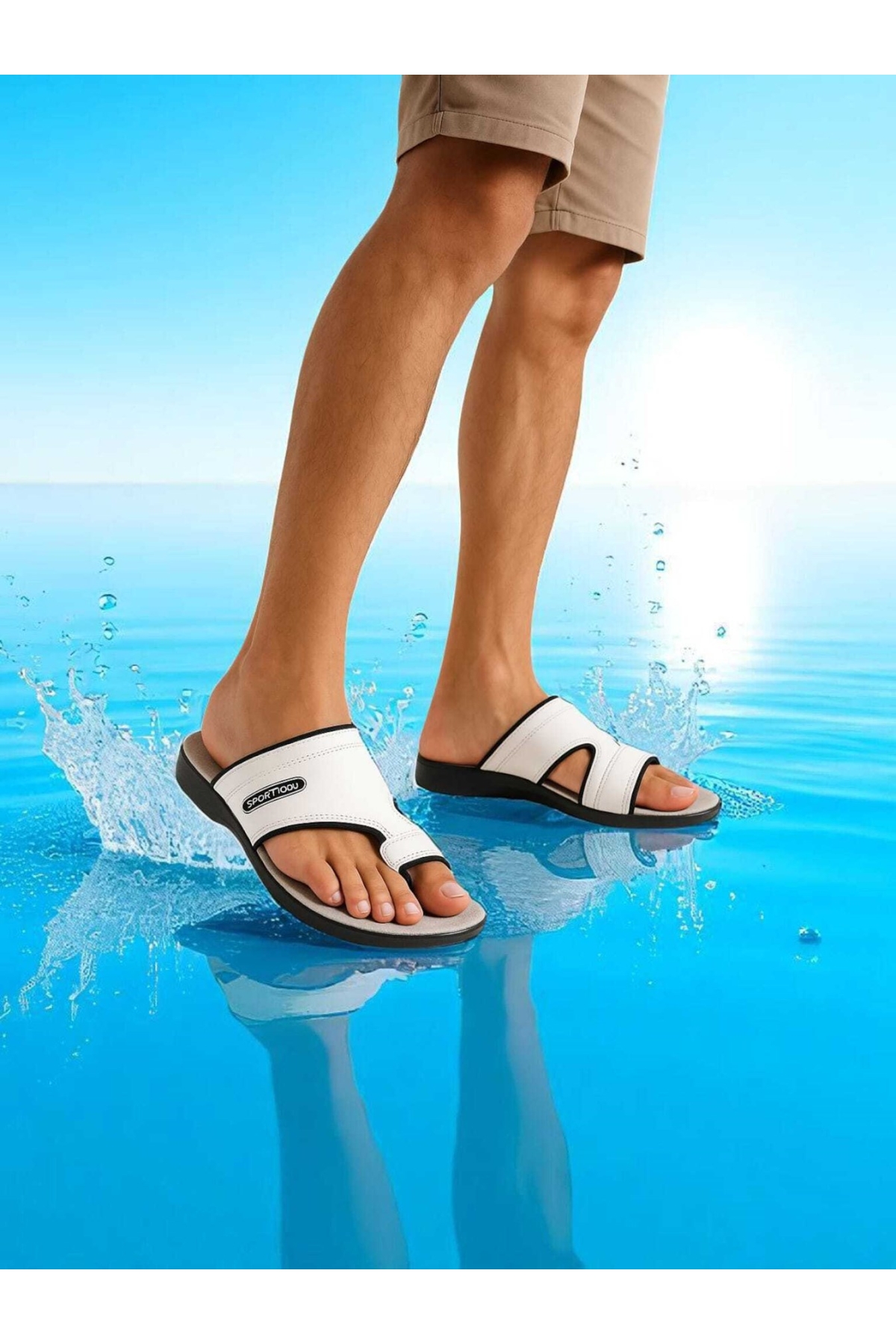 Tomıross Garantili Erkek Beyaz Günlük Ortopedik Taban Parmak Arası Terlik NITMAX-1019 - Görsel 5