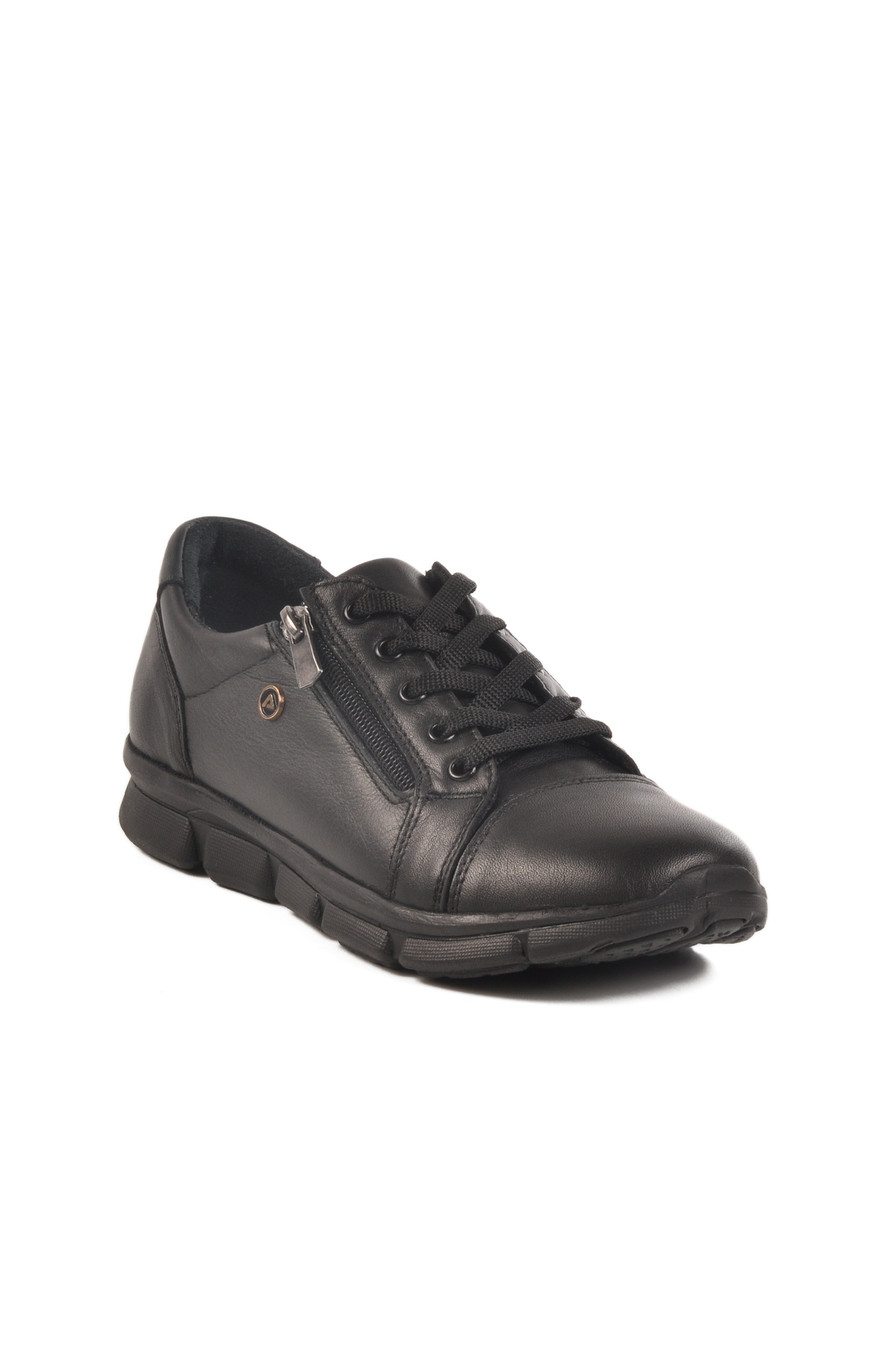 Aspor Siyah Hakiki Deri Kadın Casual Ayakkabı - Görsel 4