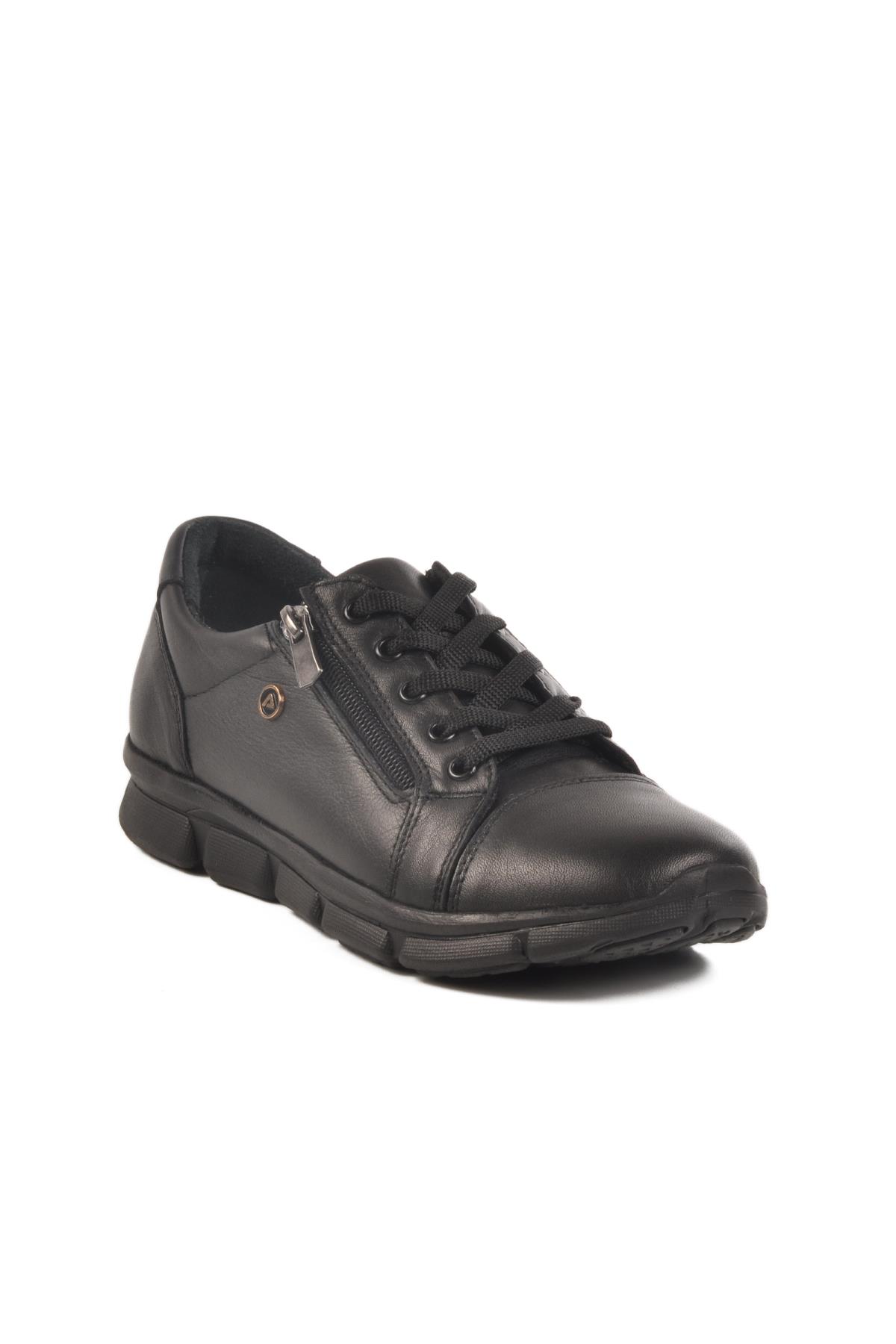 630 Z Ortopedik Hakiki Deri Kadın Siyah Günlük Ayakkabı - Görsel 4