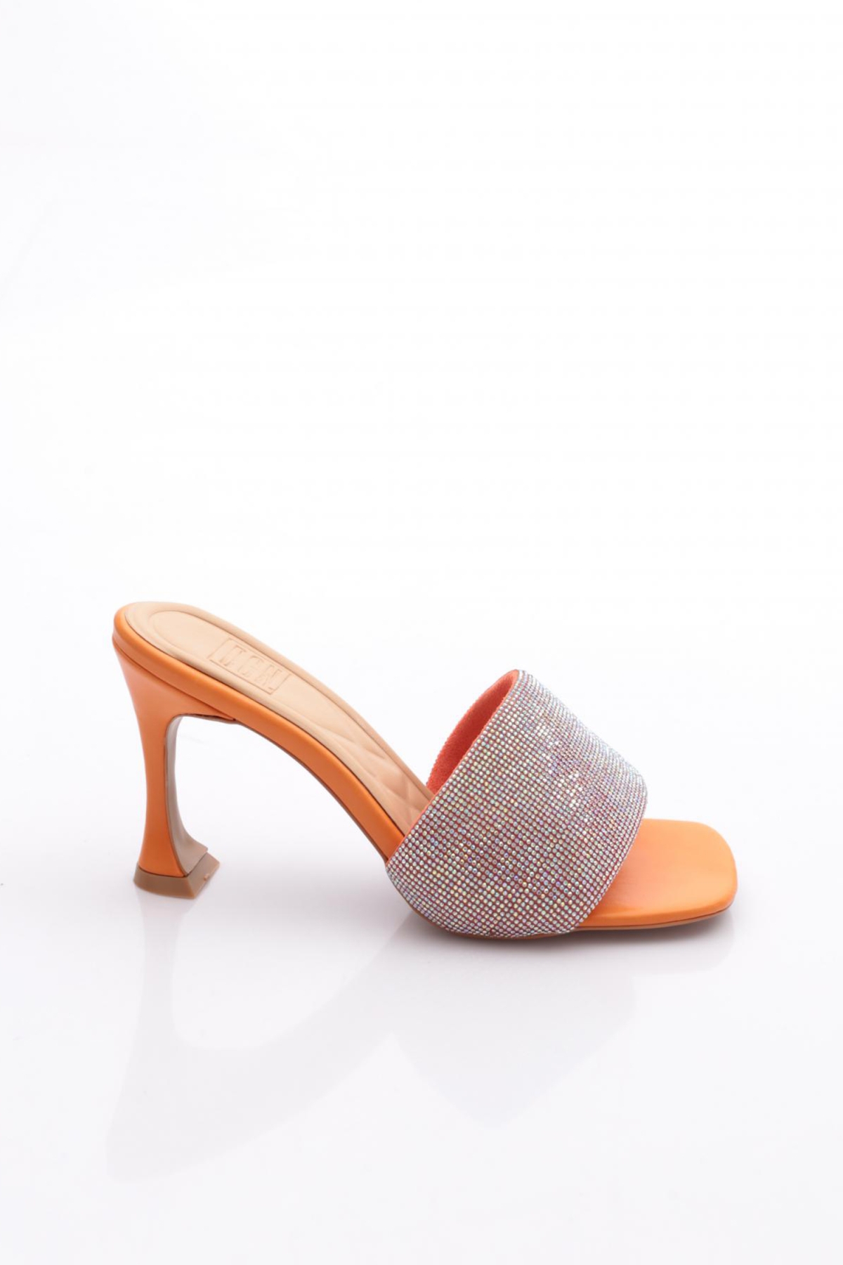 8021 Kadin Silver Taşli Topuklu Terlik - Görsel 2