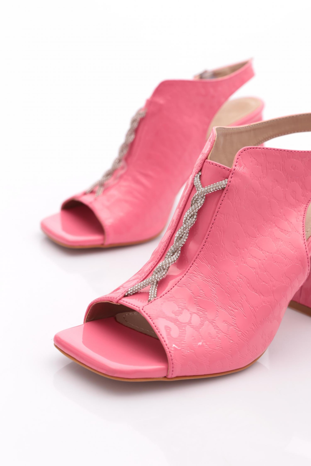 08 Kadin Silver Taşli Burgulu Topuklu Ayakkabi - Görsel 5