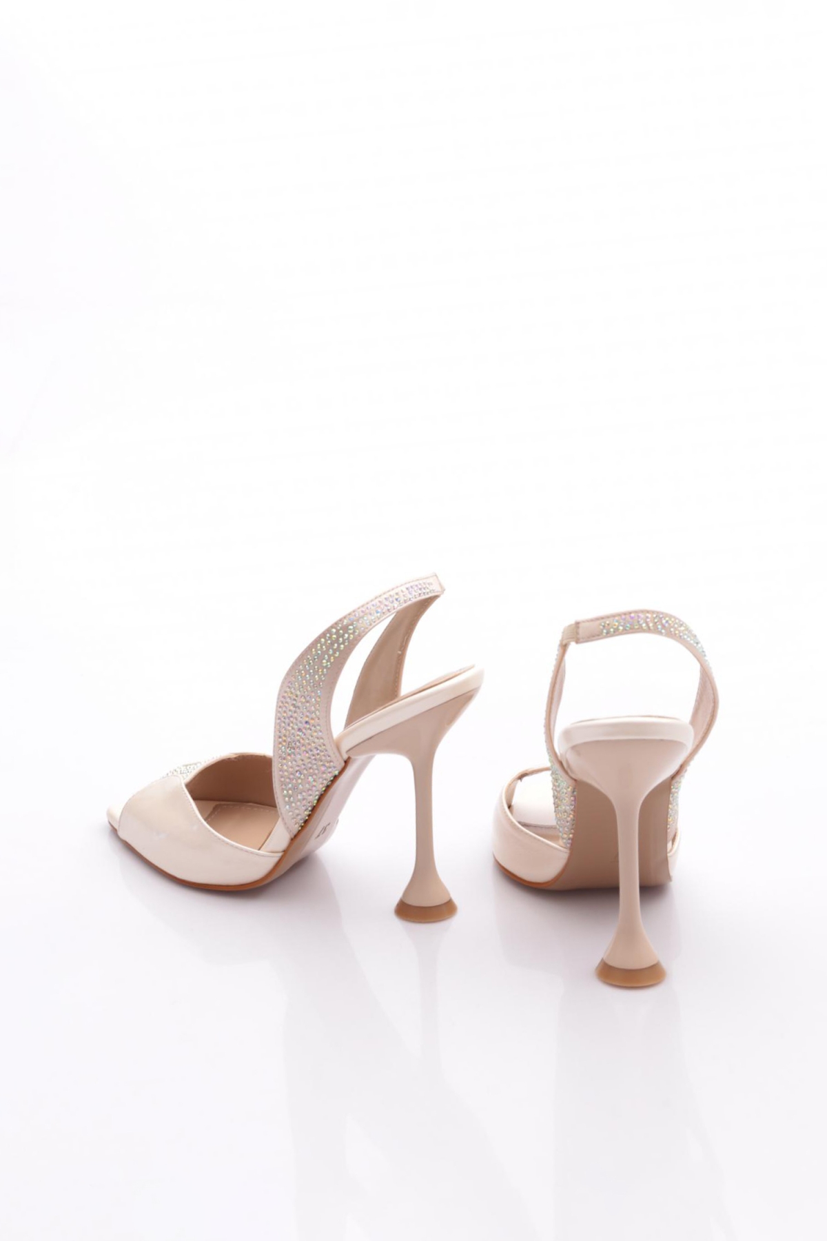 02 Kadin Silver Taşli Kadeh Topuklu Ayakkabi - Görsel 4