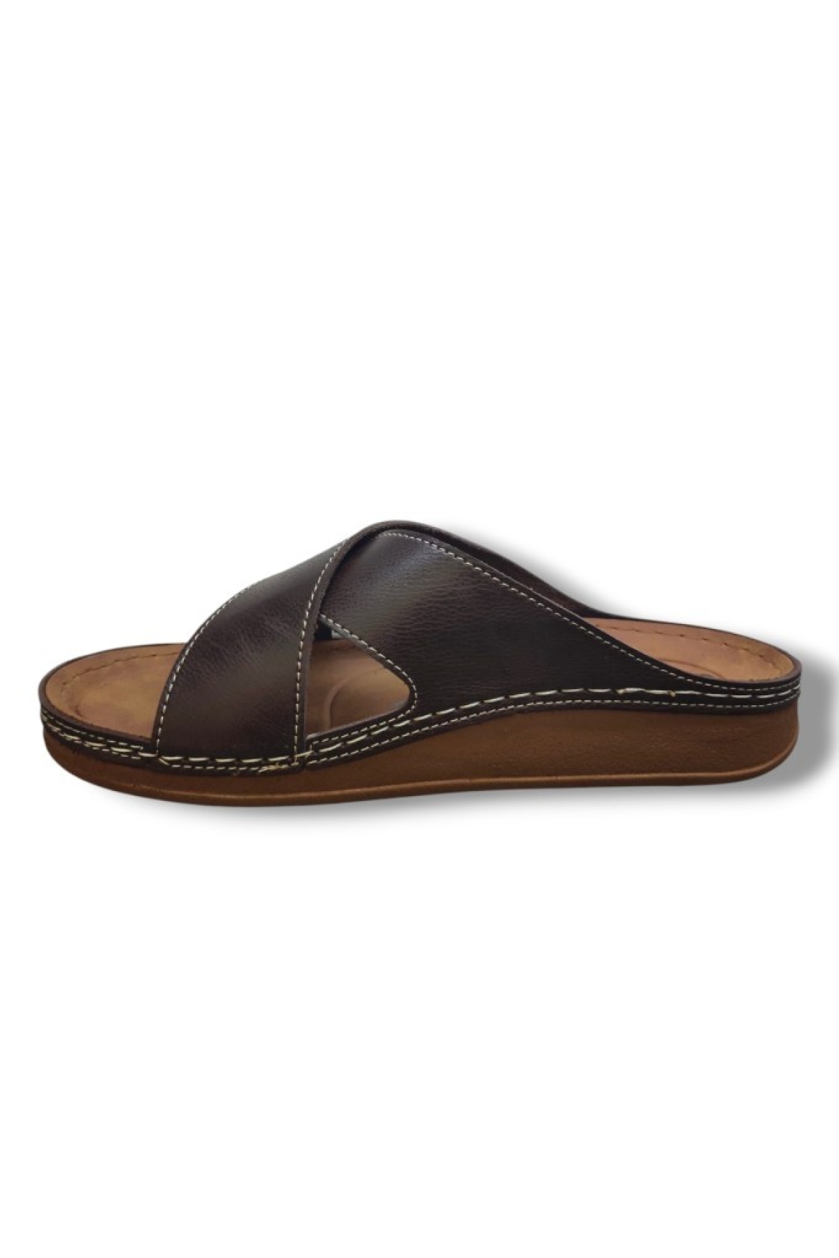 M224-0102-25 Deri Anatomik Çapraz Bant Erkek Terlik - Görsel 4