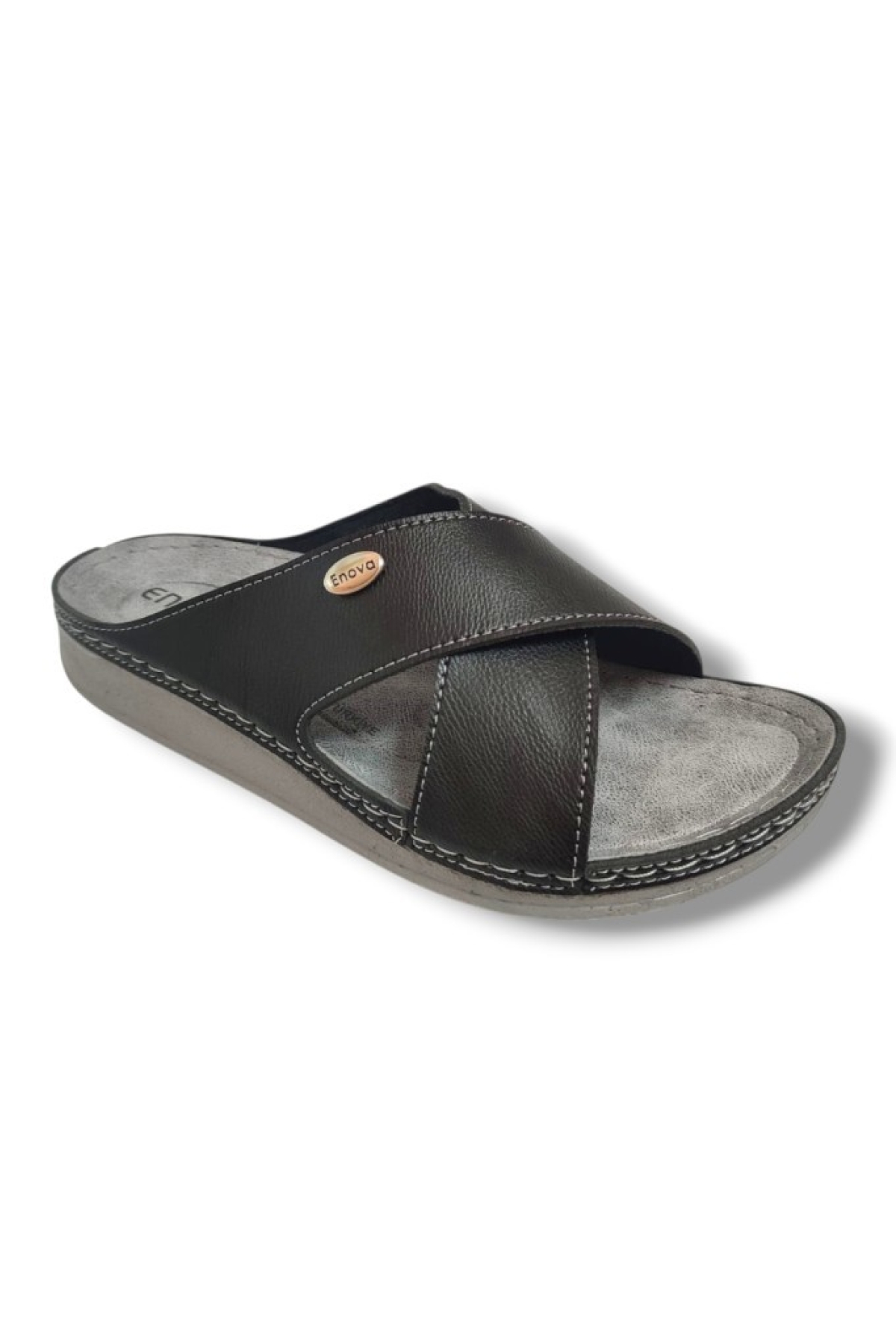 M224-0102-25 Deri Anatomik Çapraz Bant Erkek Terlik - Görsel 2