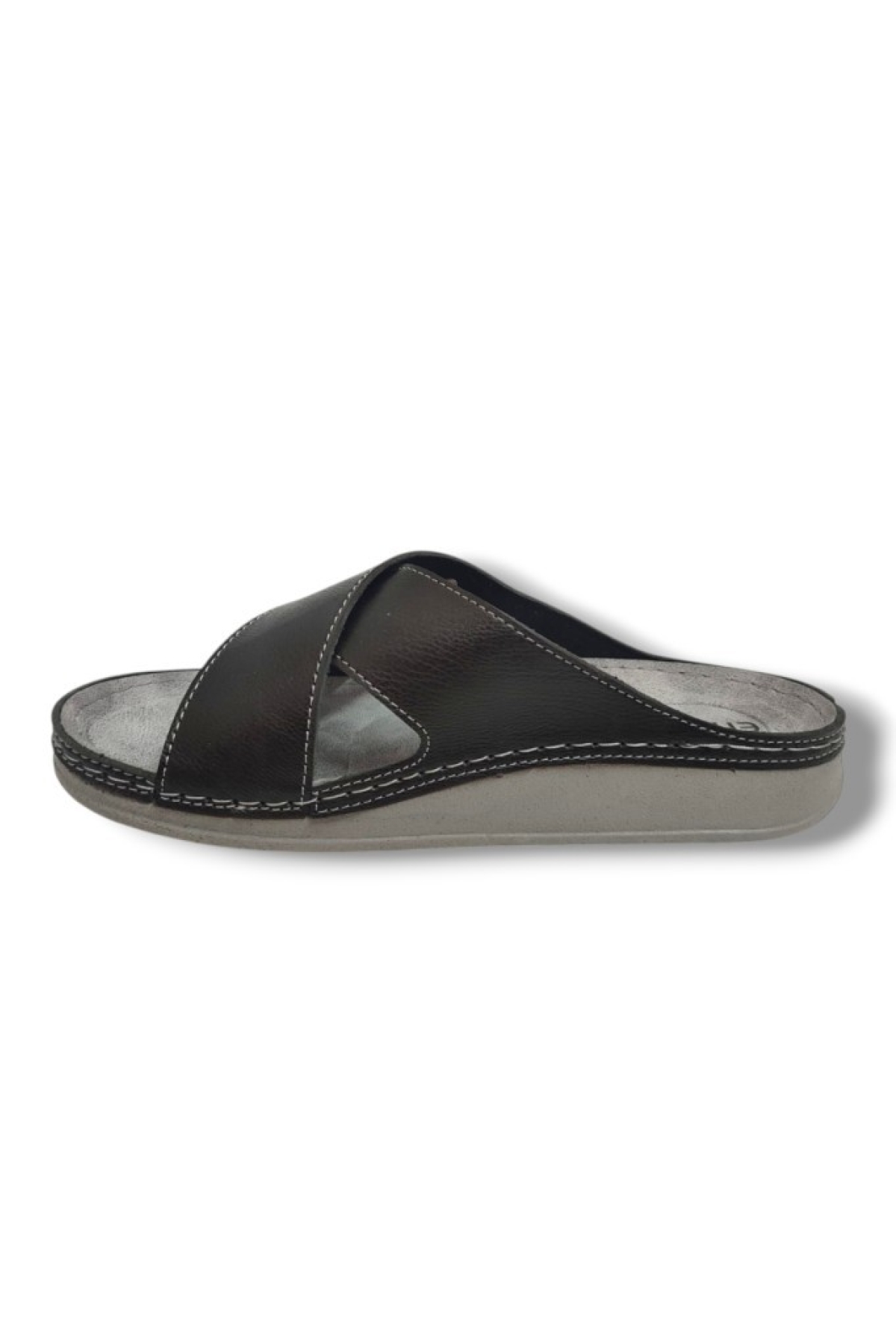 M224-0102-25 Deri Anatomik Çapraz Bant Erkek Terlik - Görsel 4