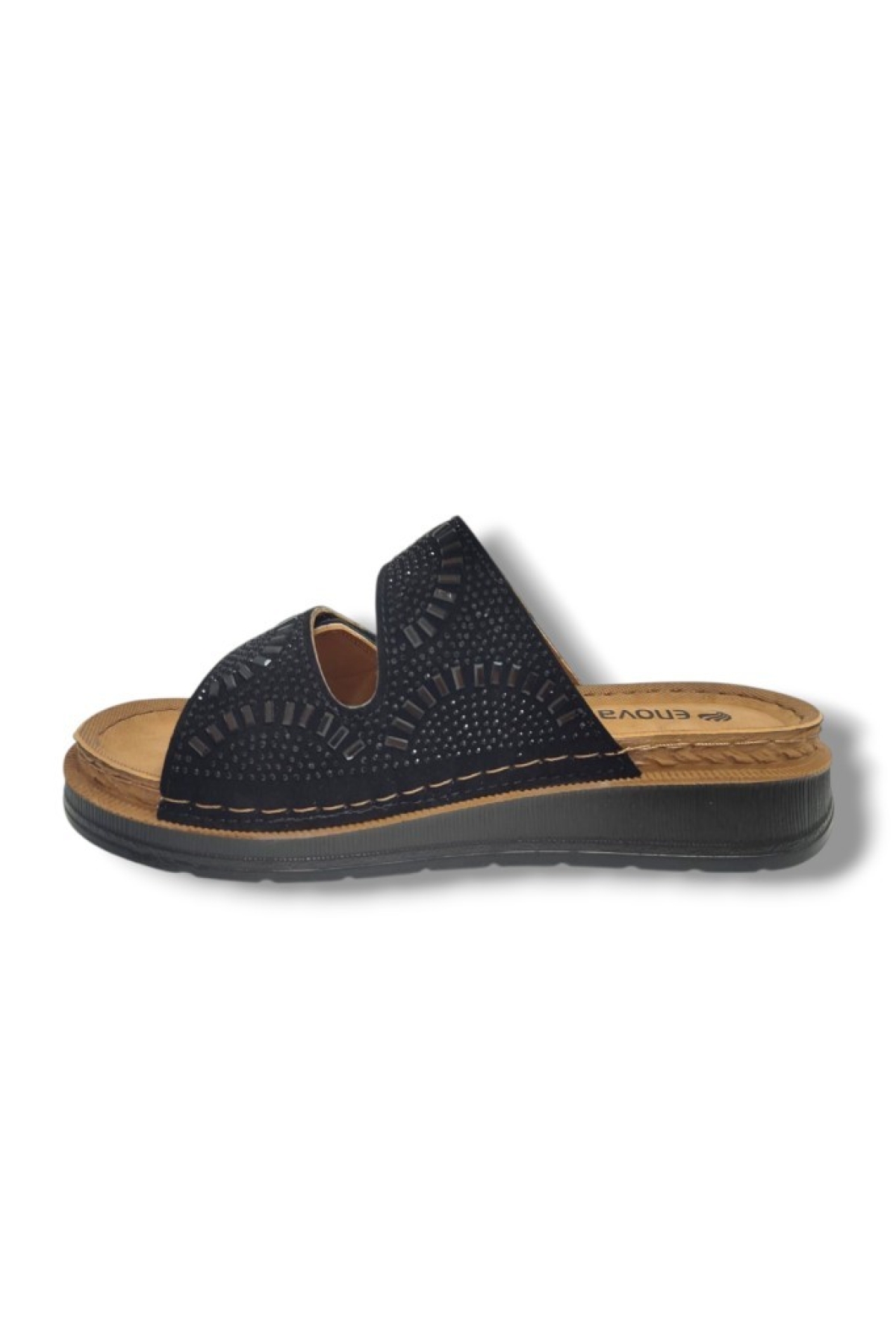 M3-25 Anatomik Taşlı Çift Bant Cırtlı Kadın Terlik - Görsel 4