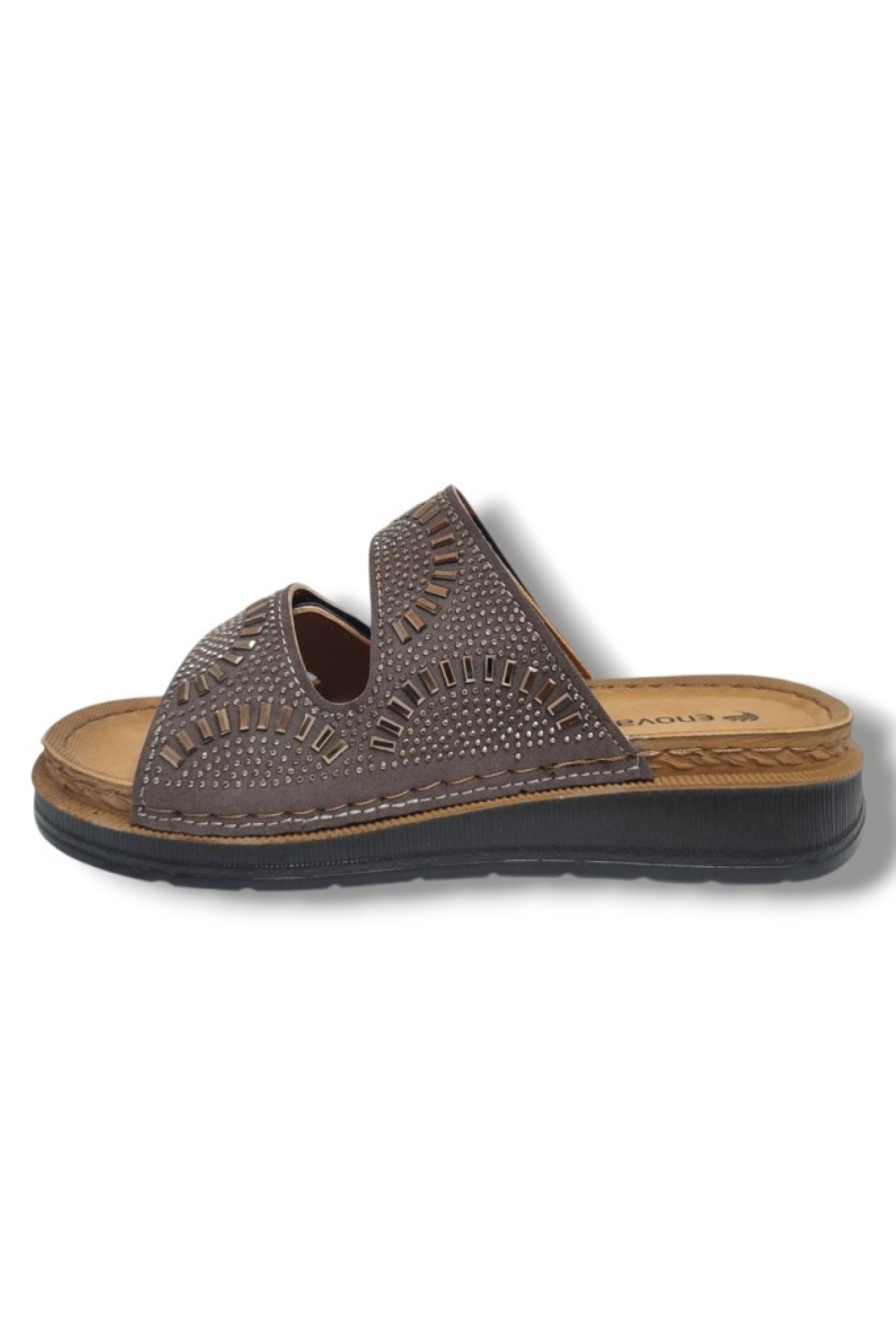 M3-25 Anatomik Taşlı Çift Bant Cırtlı Kadın Terlik - Görsel 4