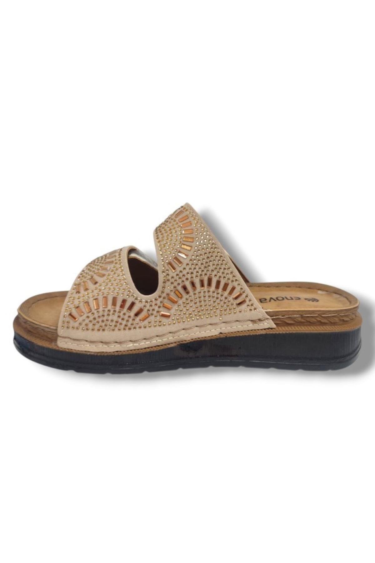 M3-25 Anatomik Taşlı Çift Bant Cırtlı Kadın Terlik - Görsel 4