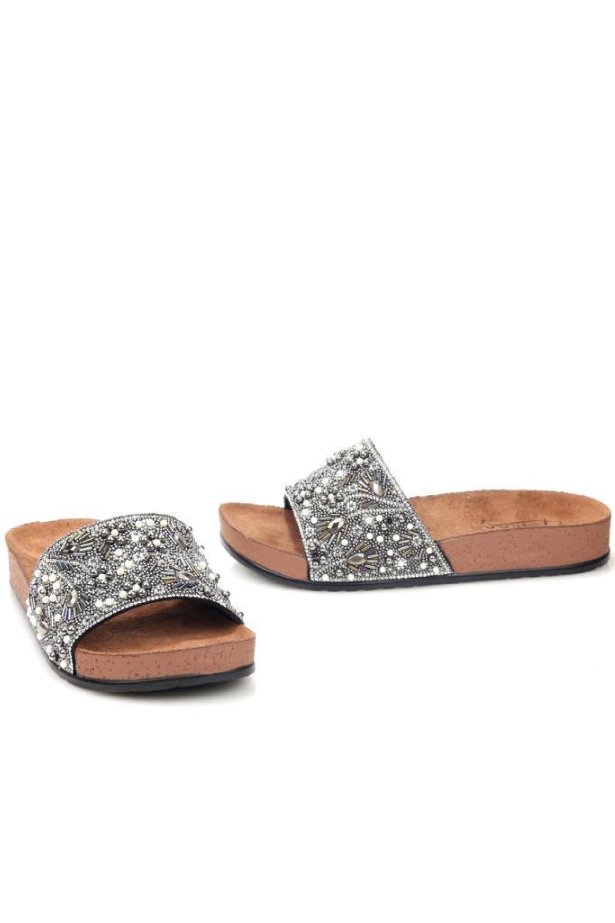 Pien 03172 Ortopedik Kadın Taşlı Terlik - Görsel 4