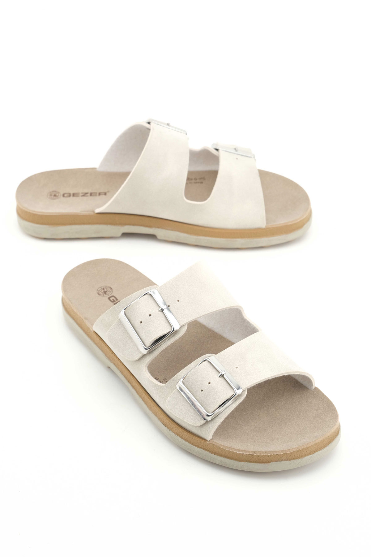 Kadın Yazlık Suni Deri İki Toka Ayarlanabilir Comfort Taban Günlük Terlik - Görsel 2