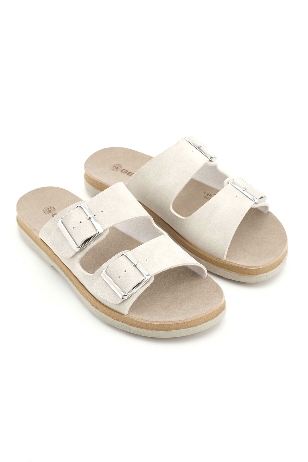 Kadın Yazlık Suni Deri İki Toka Ayarlanabilir Comfort Taban Günlük Terlik - Görsel 4