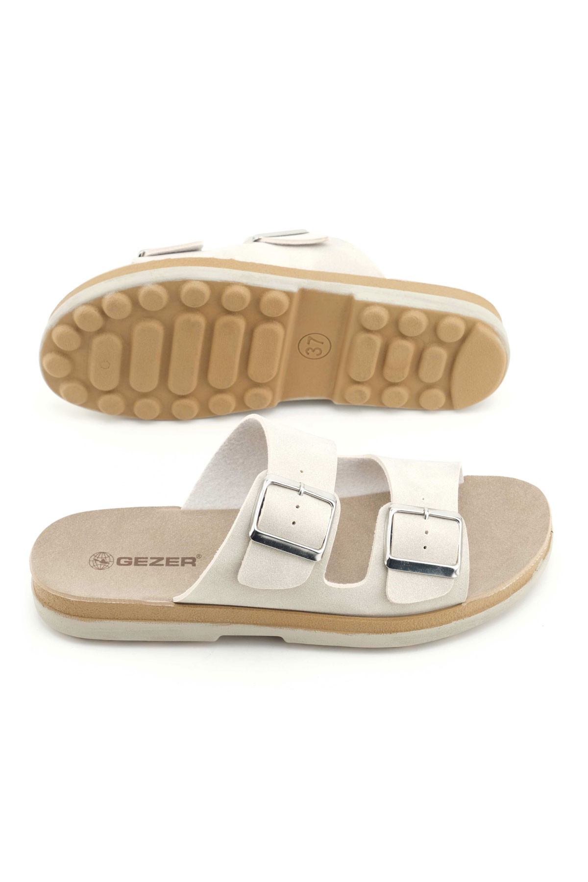 Kadın Yazlık Suni Deri İki Toka Ayarlanabilir Comfort Taban Günlük Terlik - Görsel 6