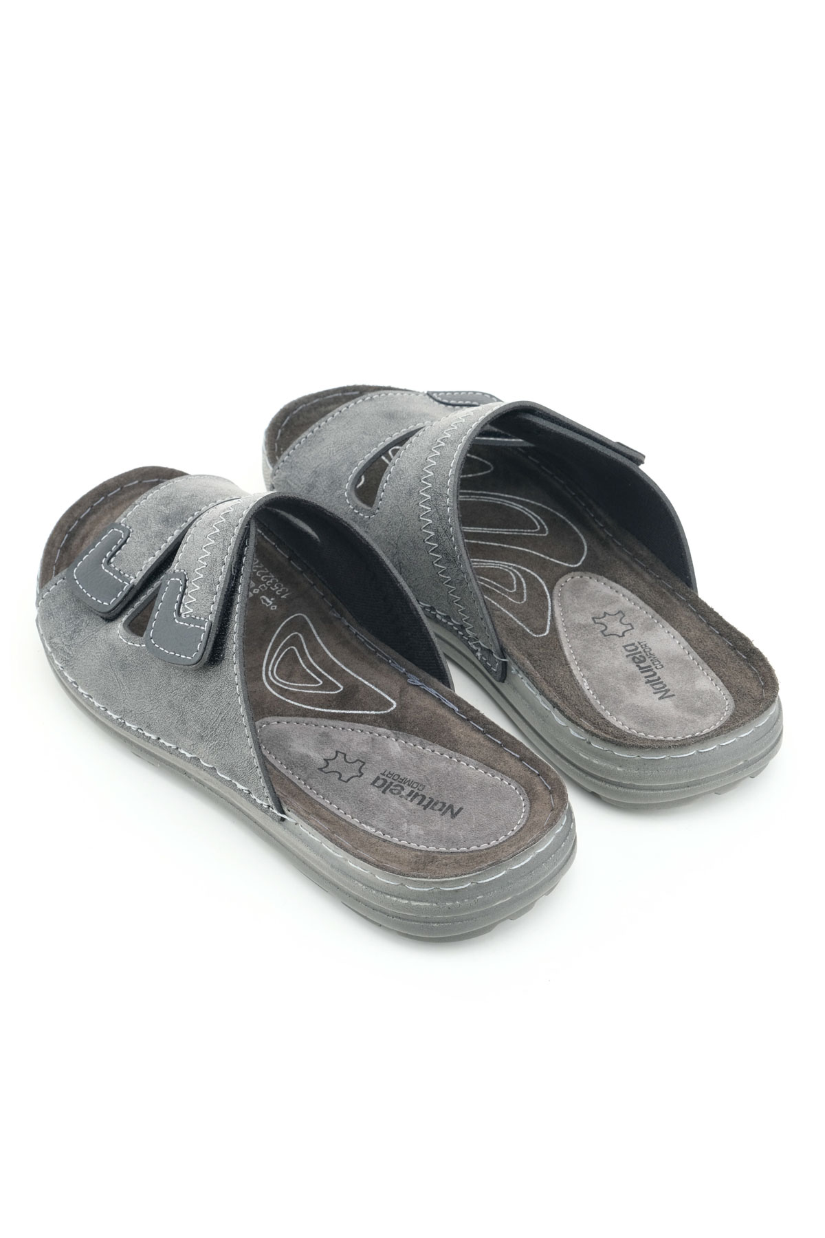 Naturela Comfort Erkek Yazlık İç Taban Hakiki Deri Çift Cırtlı Ayarlanabilir Rahat Taban Günlük Terlik - Görsel 5