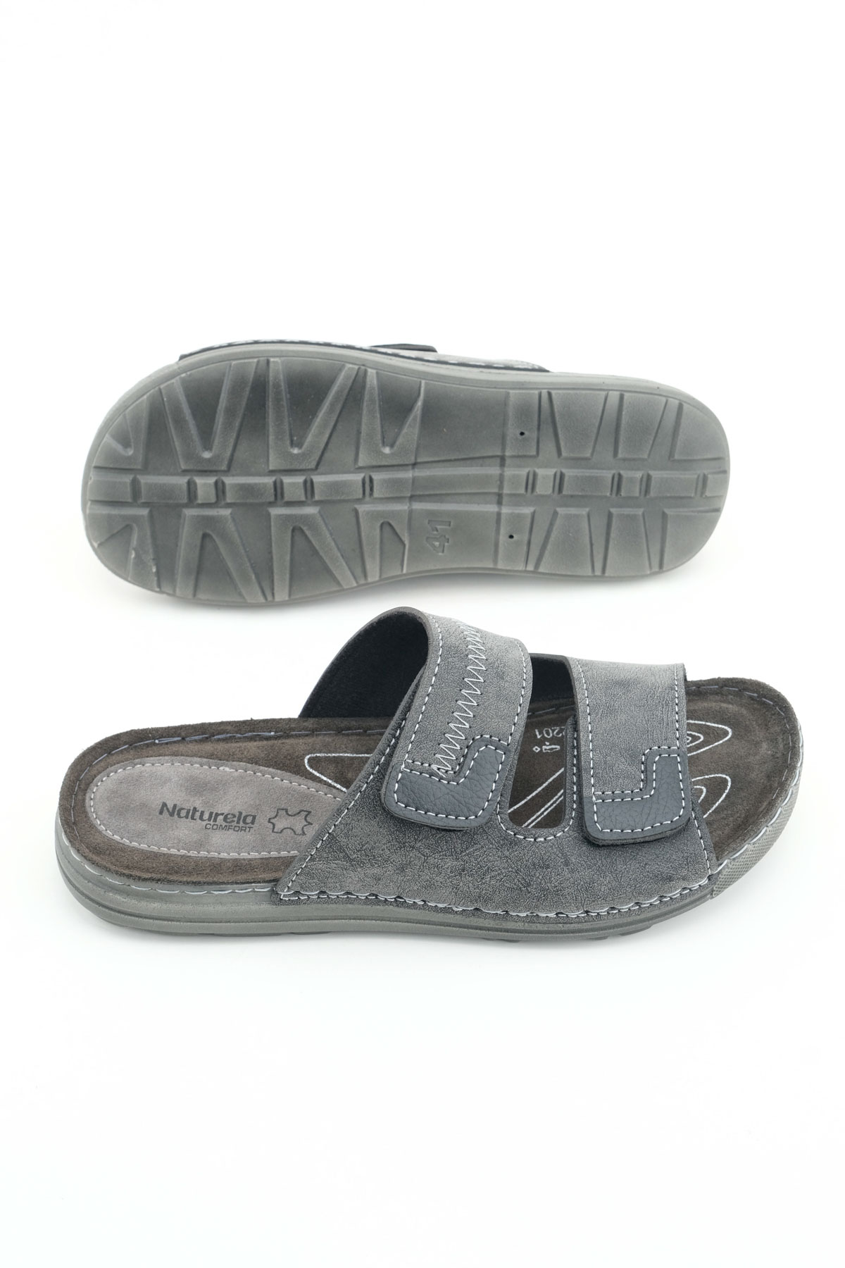 Naturela Comfort Erkek Yazlık İç Taban Hakiki Deri Çift Cırtlı Ayarlanabilir Rahat Taban Günlük Terlik - Görsel 6